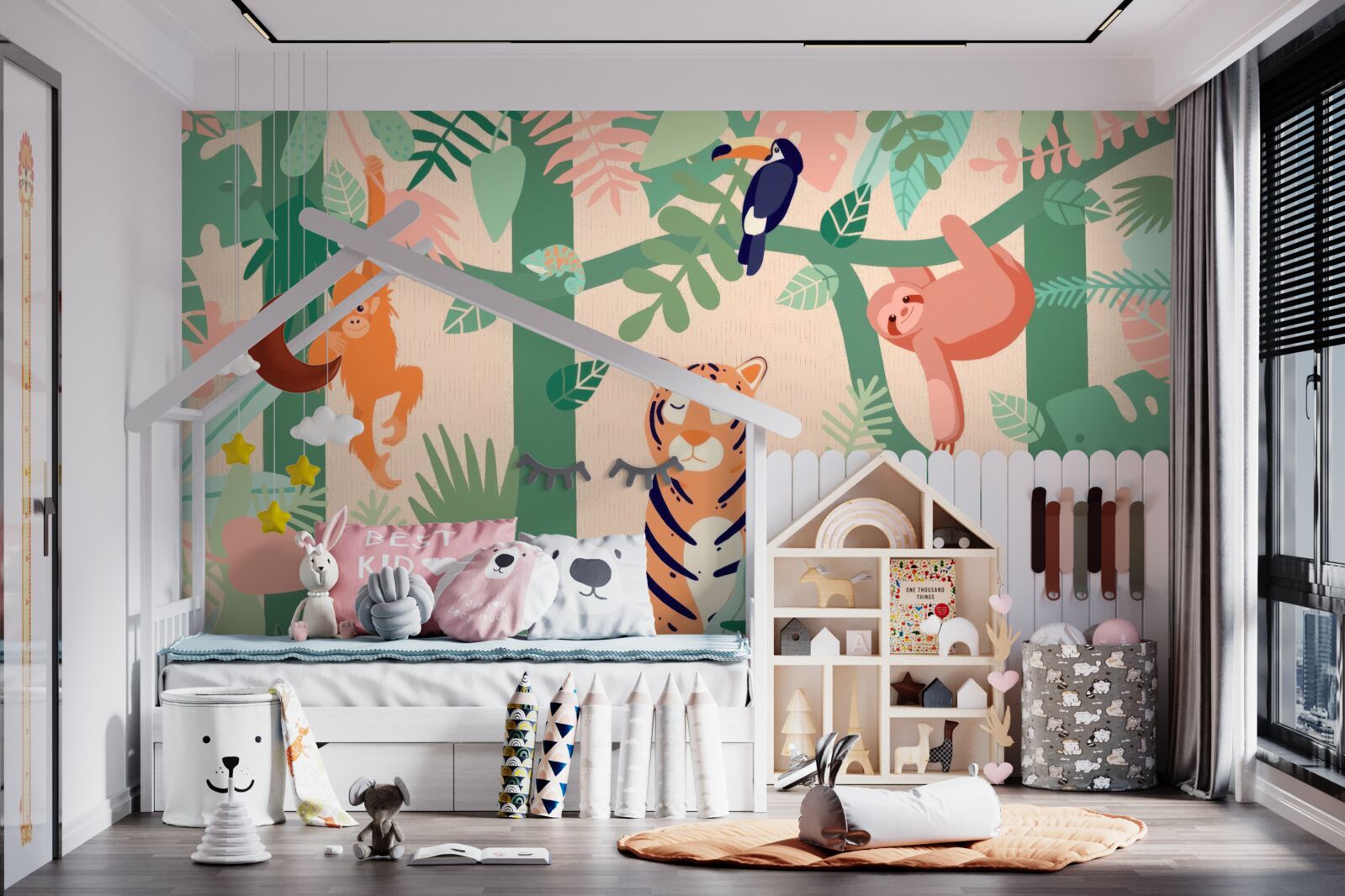 Fotobehang dieren spelen in de jungle