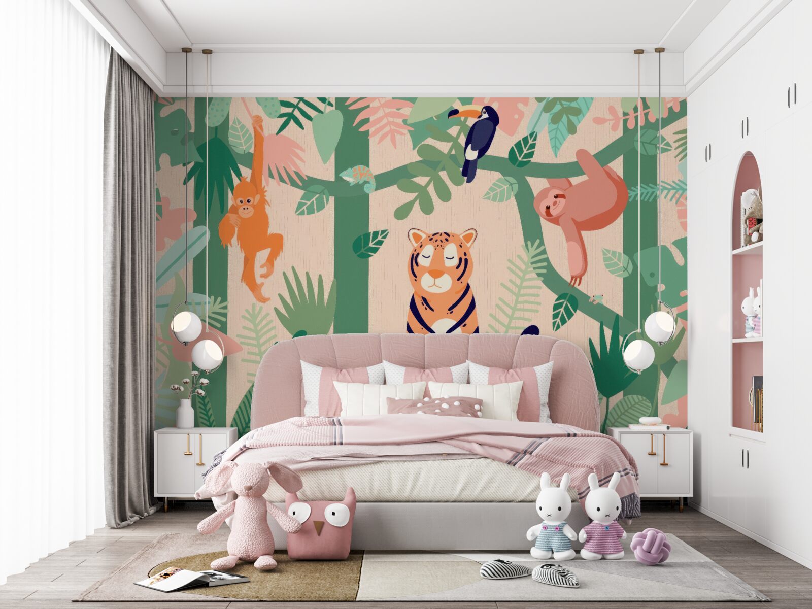 Fotobehang dieren spelen in de jungle