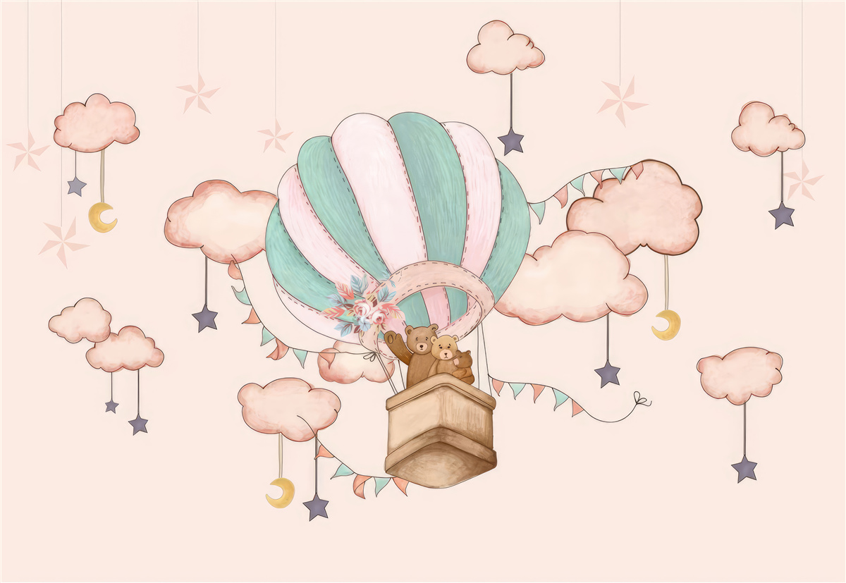 Fotobehang de hele berenfamilie maakt een ballonvaart