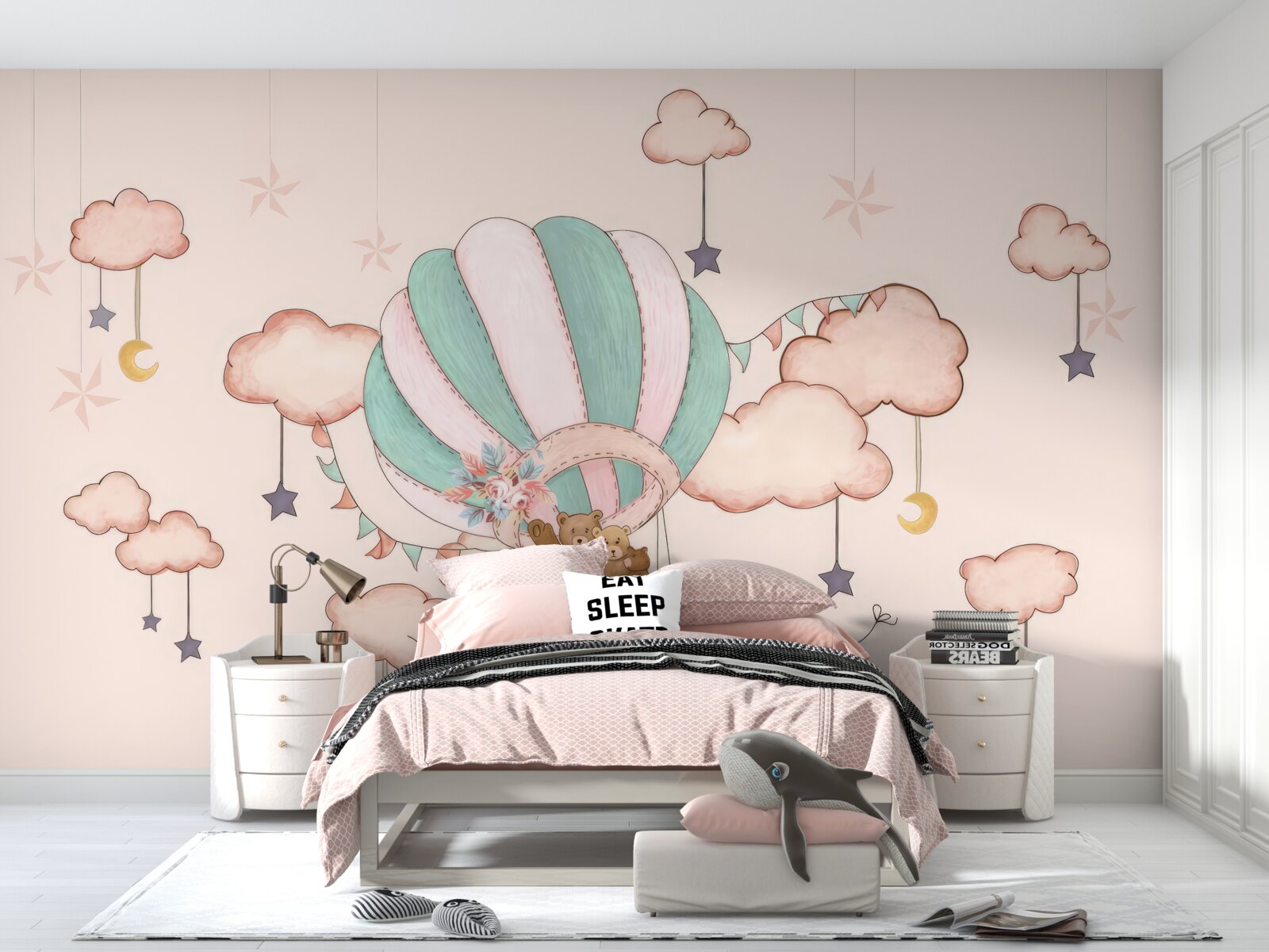 Fotobehang de hele berenfamilie maakt een ballonvaart