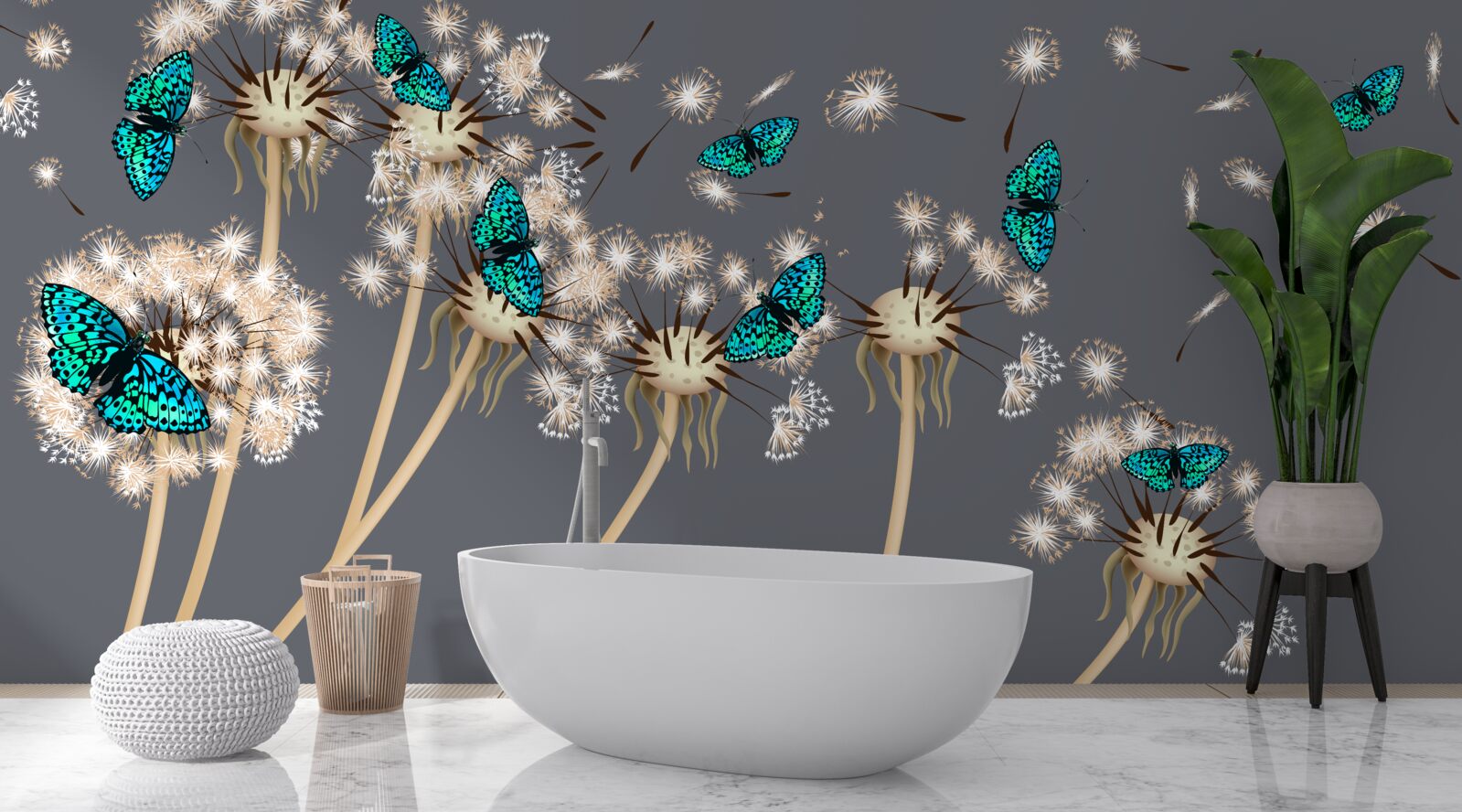 Fotobehang reeën en vlinders