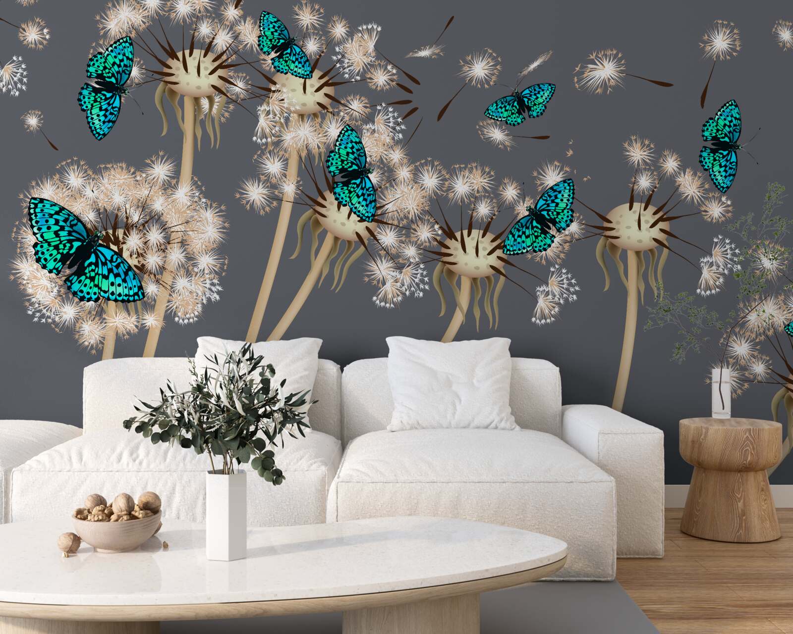 Fotobehang reeën en vlinders