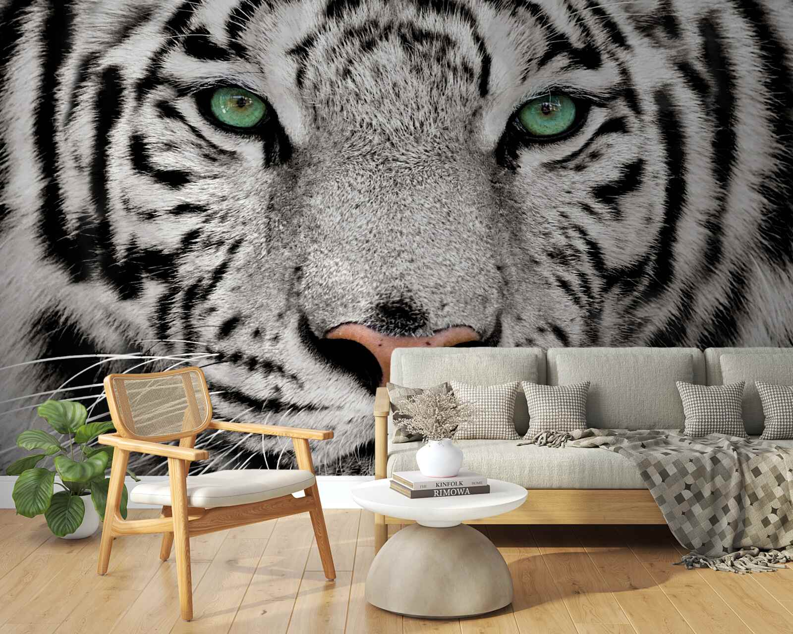 Fotobehang witte tijger van dichtbij