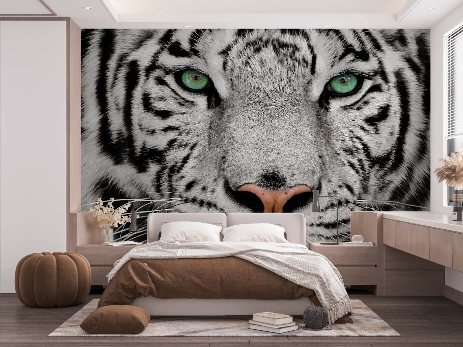 Fotobehang witte tijger van dichtbij