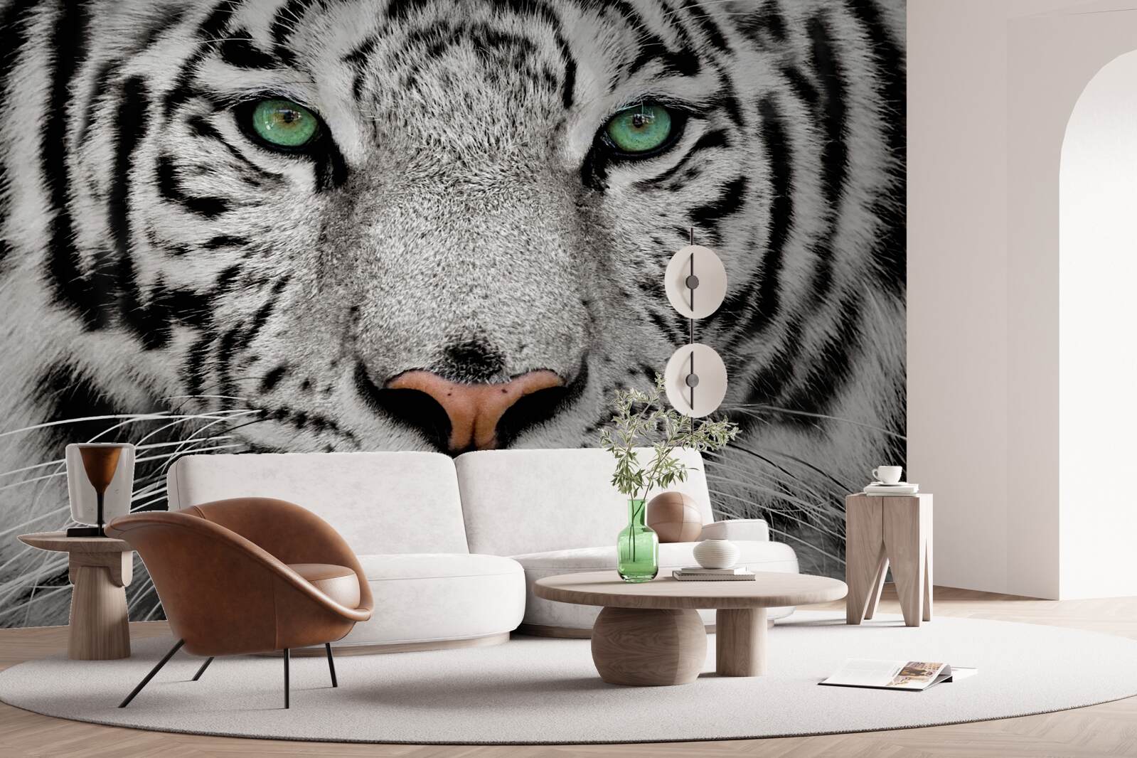 Fotobehang witte tijger van dichtbij