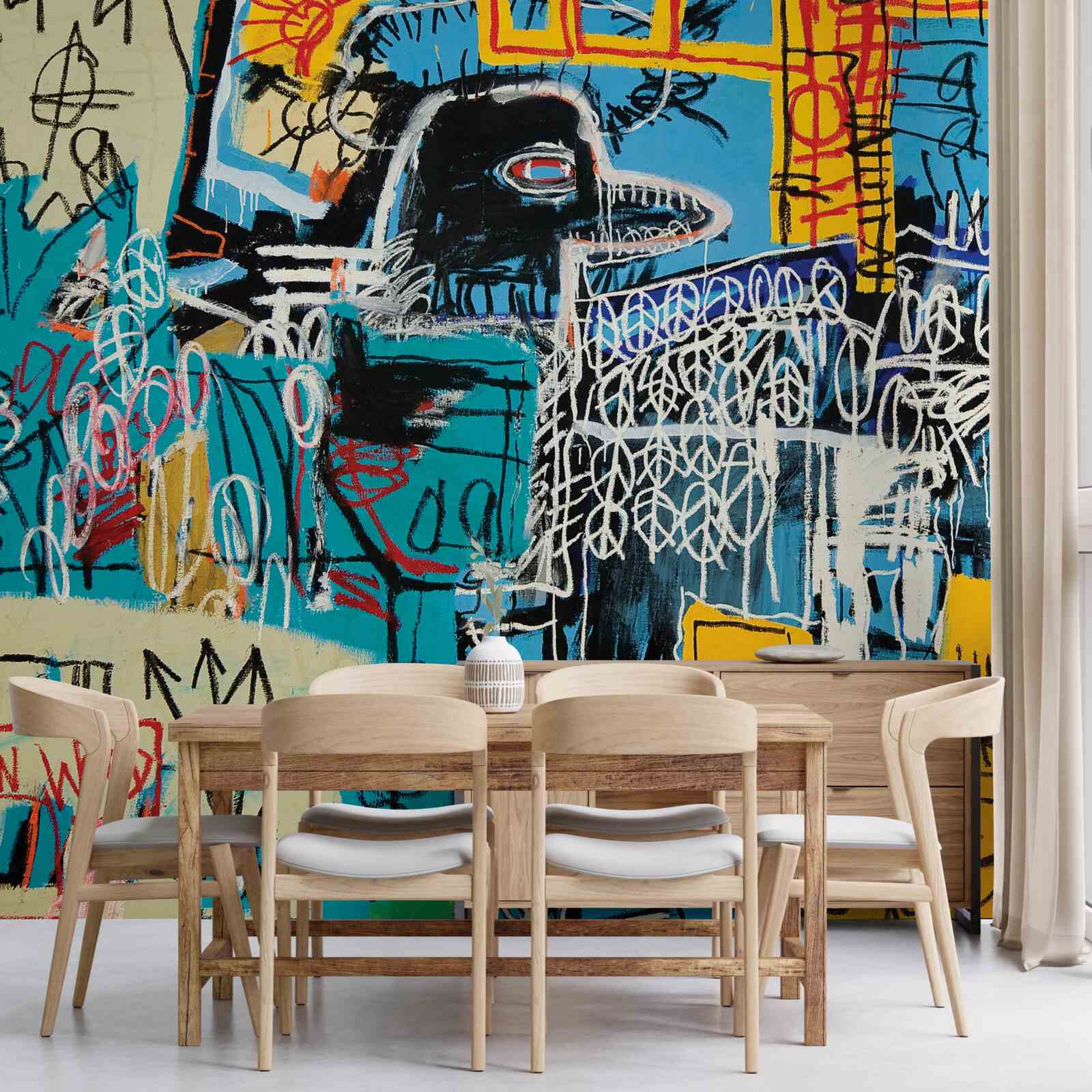 Fotobehang afbeeldingen van symbolen en een vogelkop