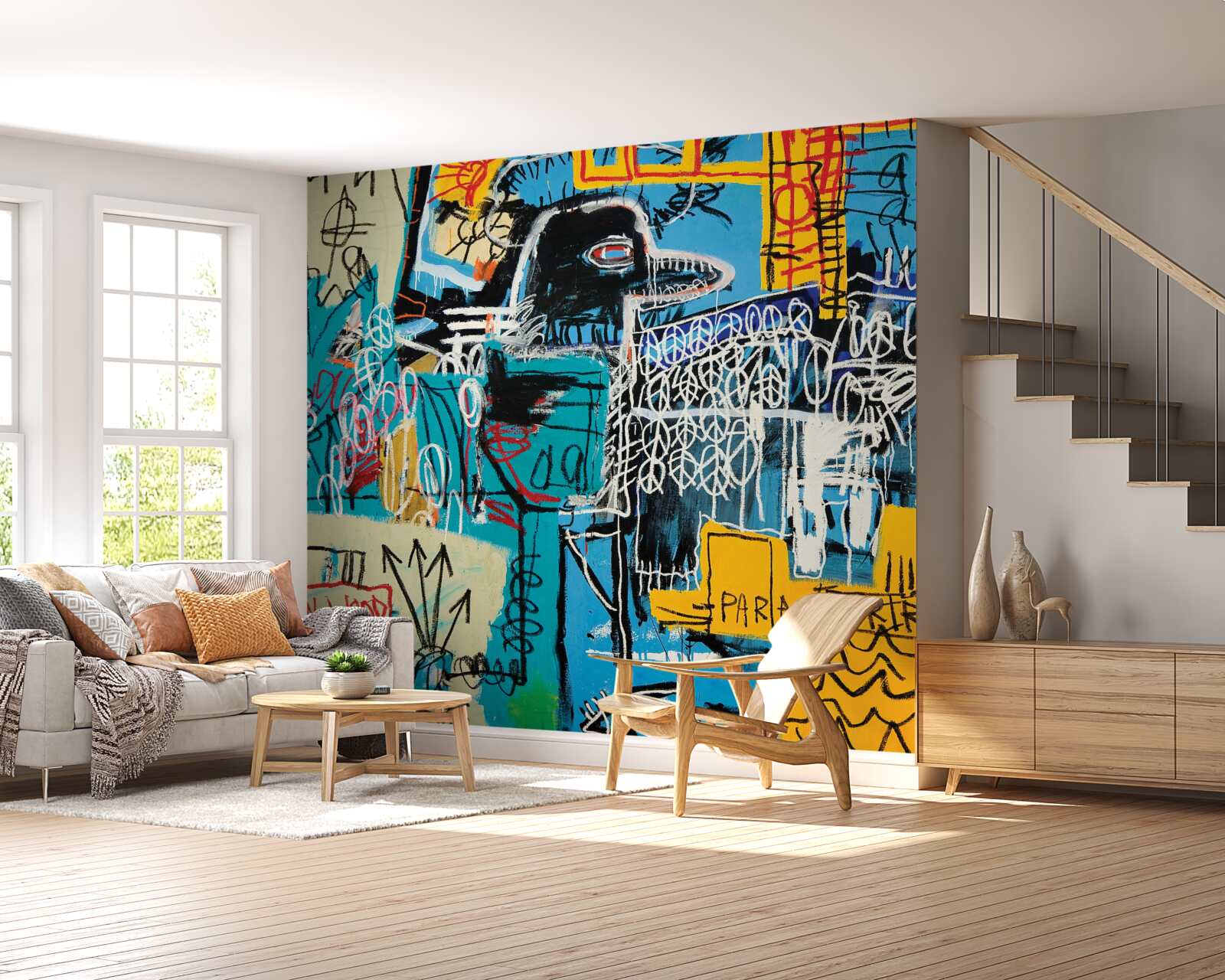 Fotobehang afbeeldingen van symbolen en een vogelkop