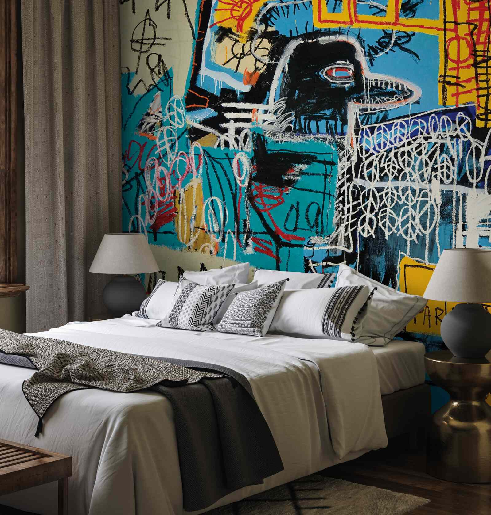 Fotobehang afbeeldingen van symbolen en een vogelkop