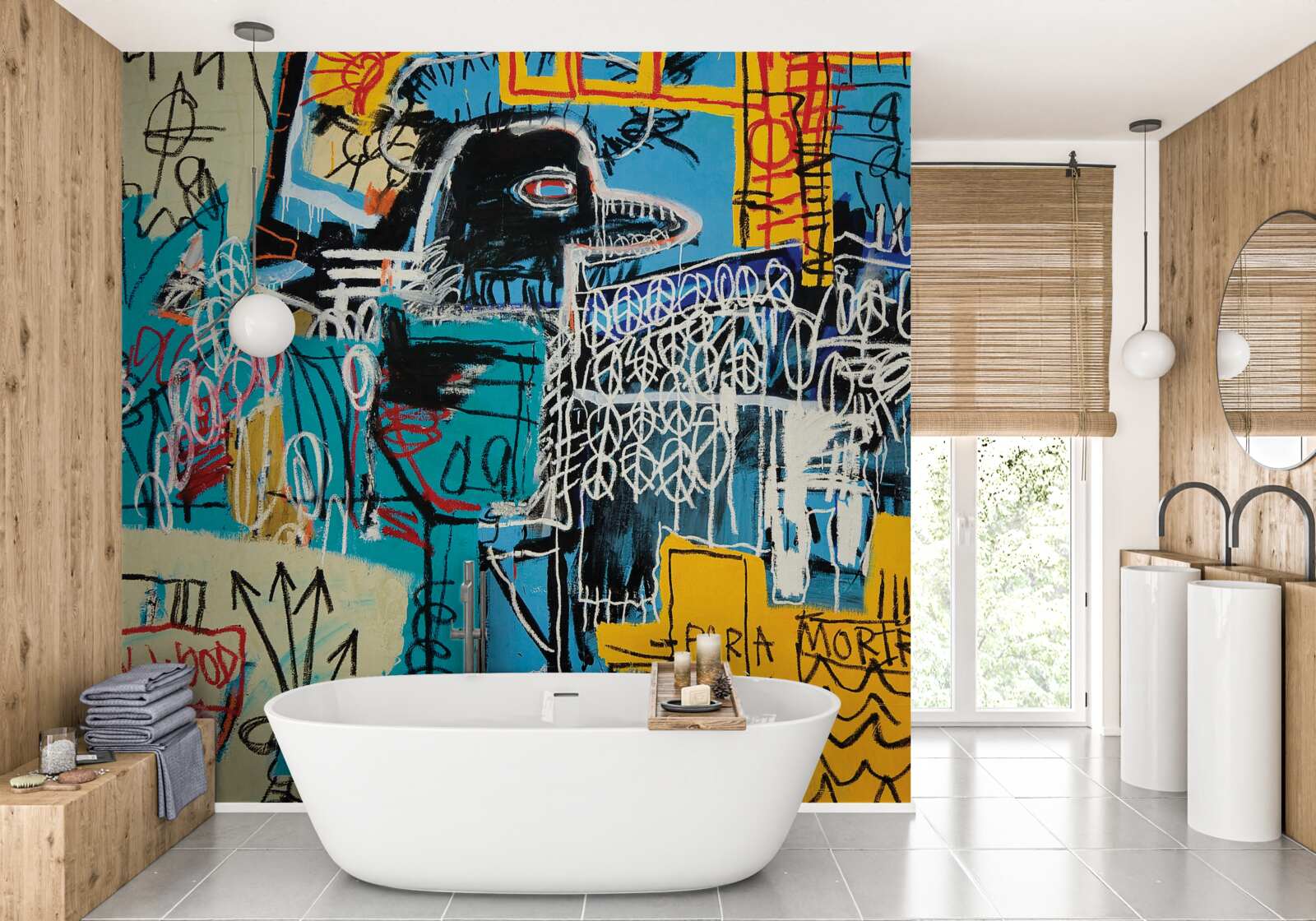 Fotobehang afbeeldingen van symbolen en een vogelkop