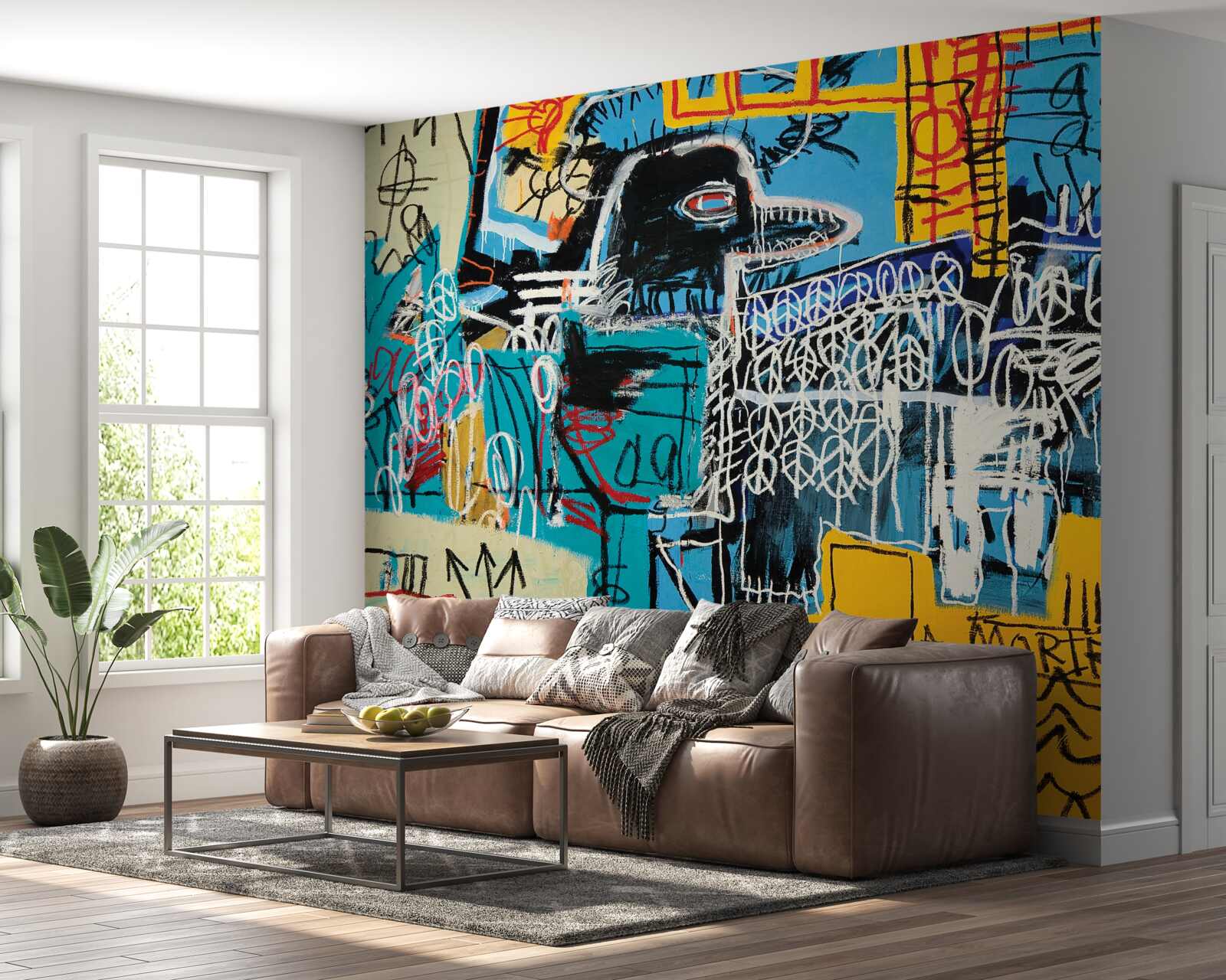 Fotobehang afbeeldingen van symbolen en een vogelkop