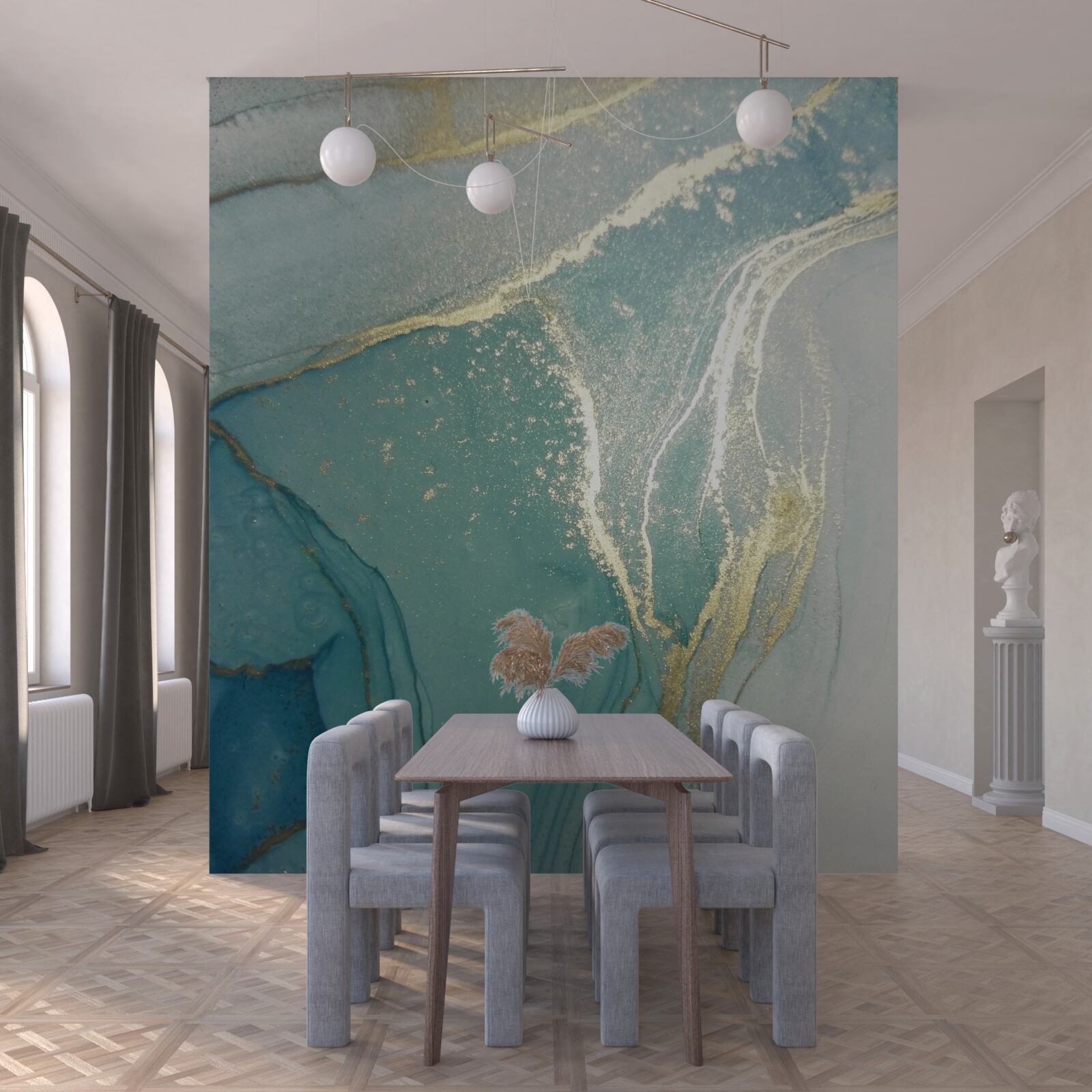 Fotobehang goud met turkoois