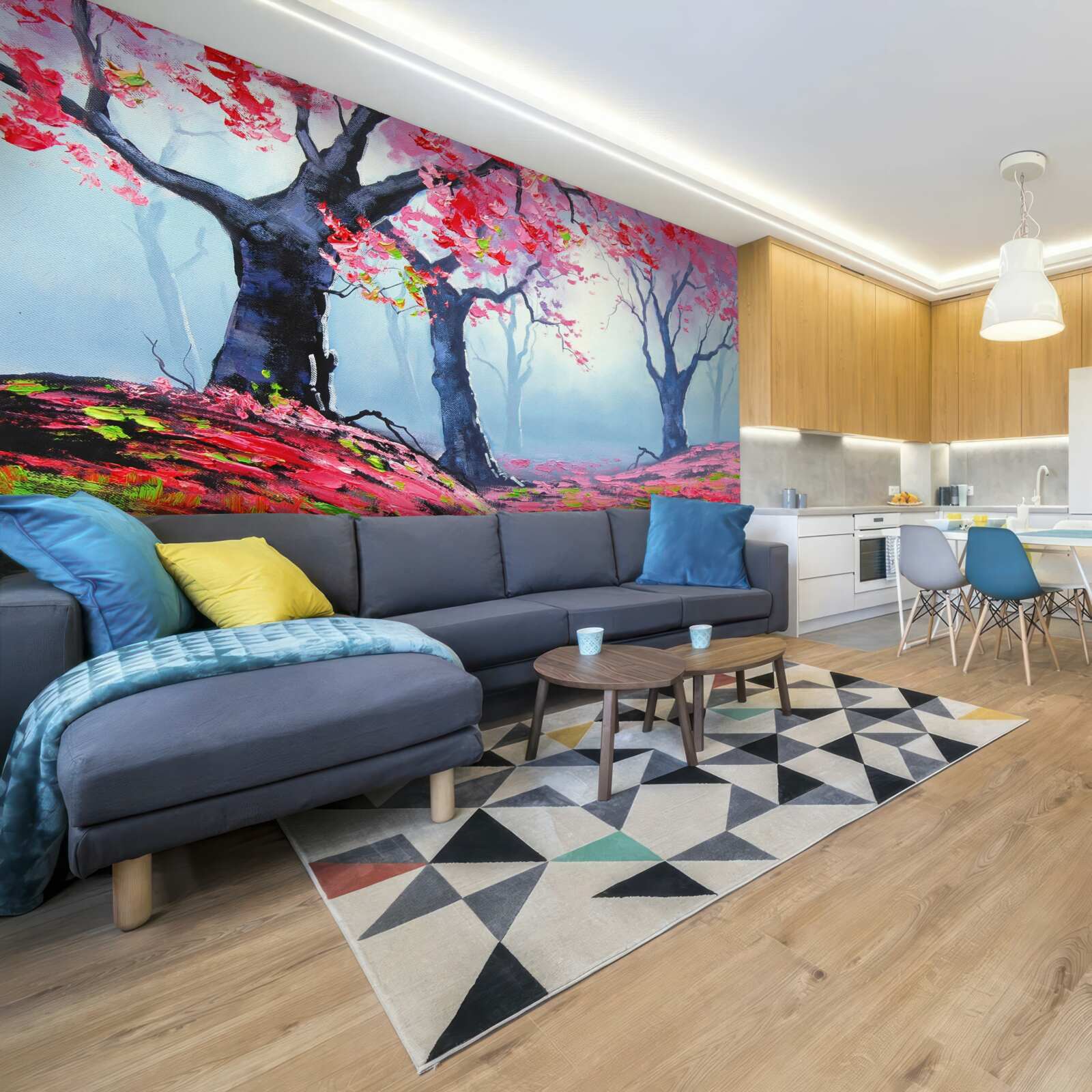 Fotobehang bos in herfstmist