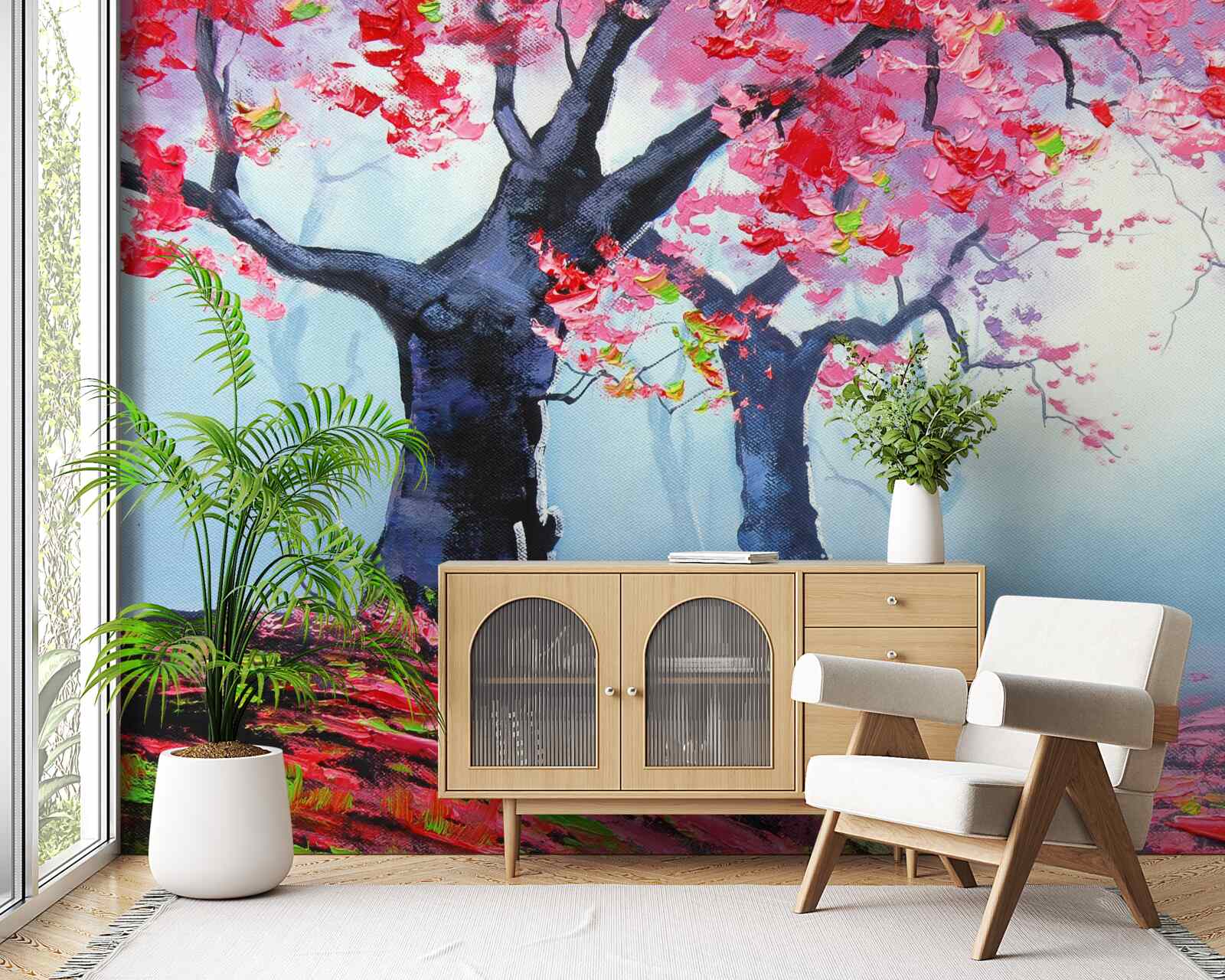 Fotobehang bos in herfstmist