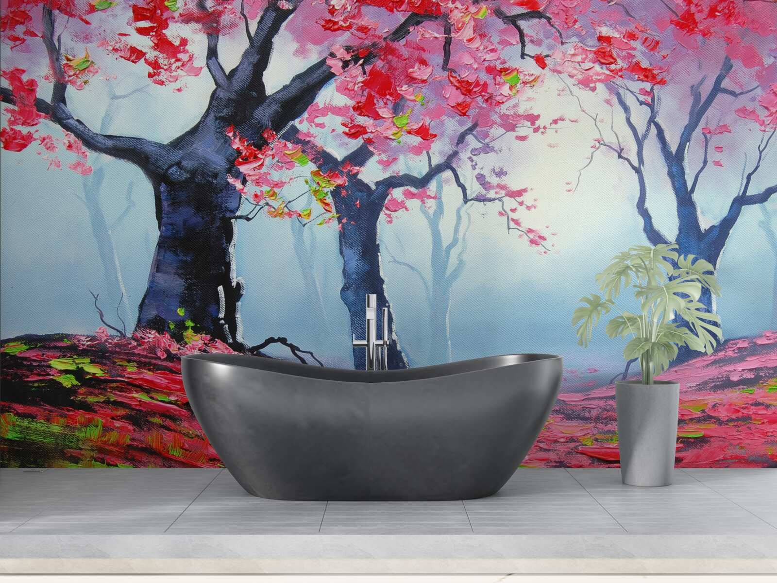 Fotobehang bos in herfstmist