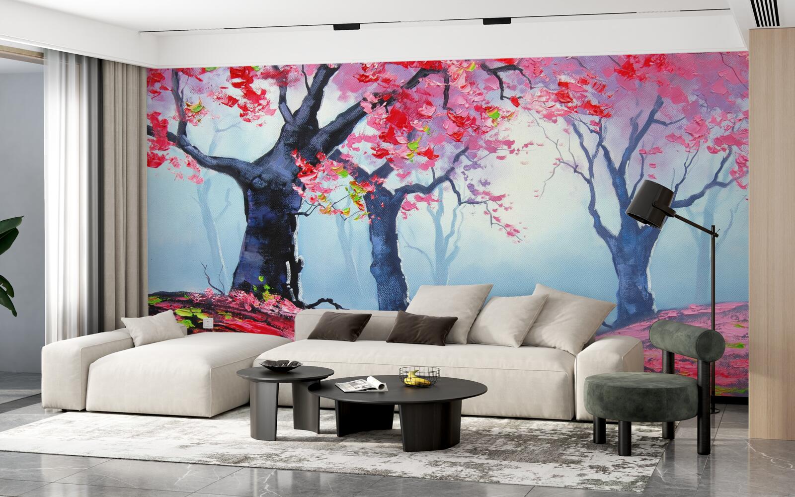 Fotobehang bos in herfstmist