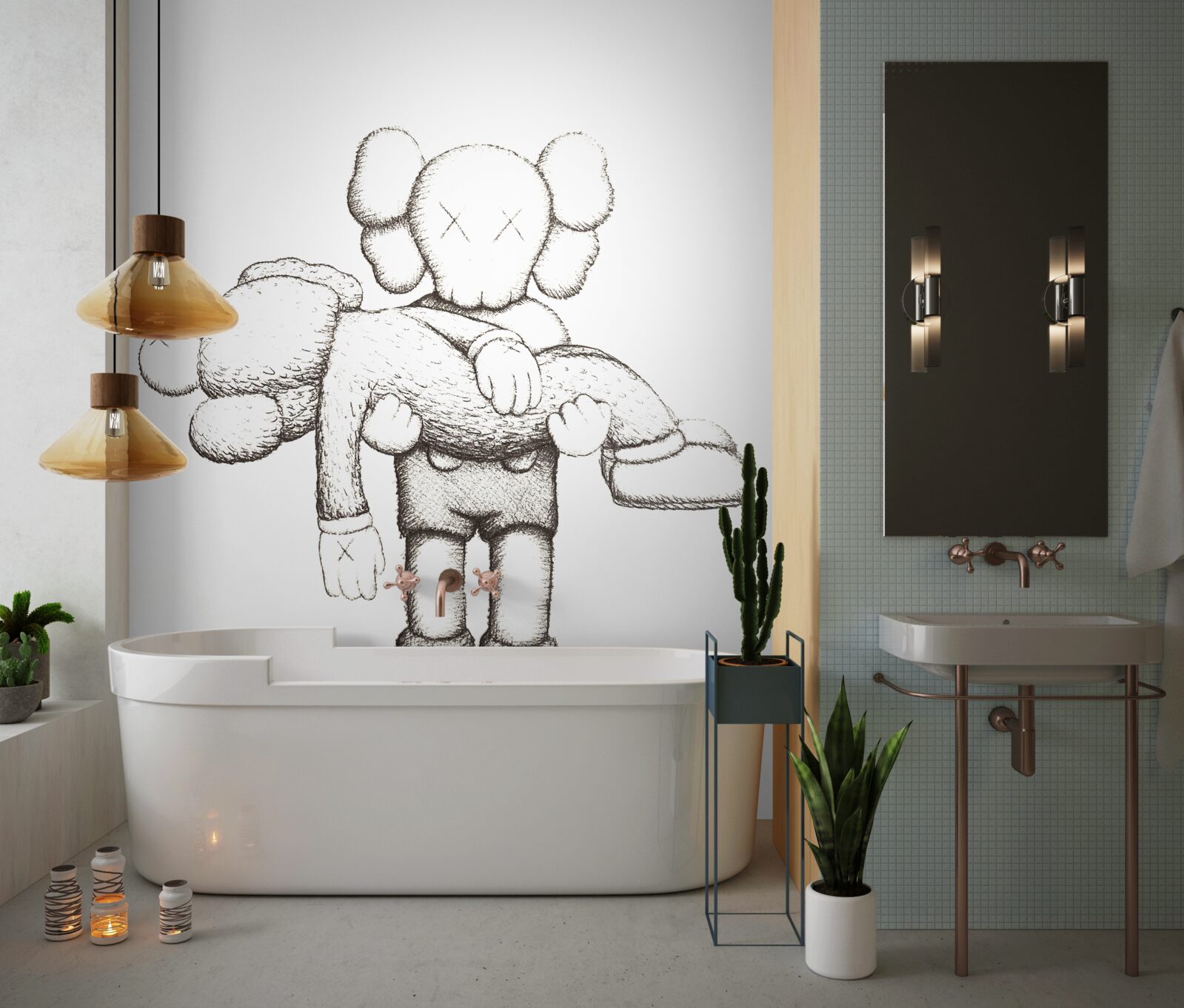 Fotobehang de ene held houdt de andere in zijn armen