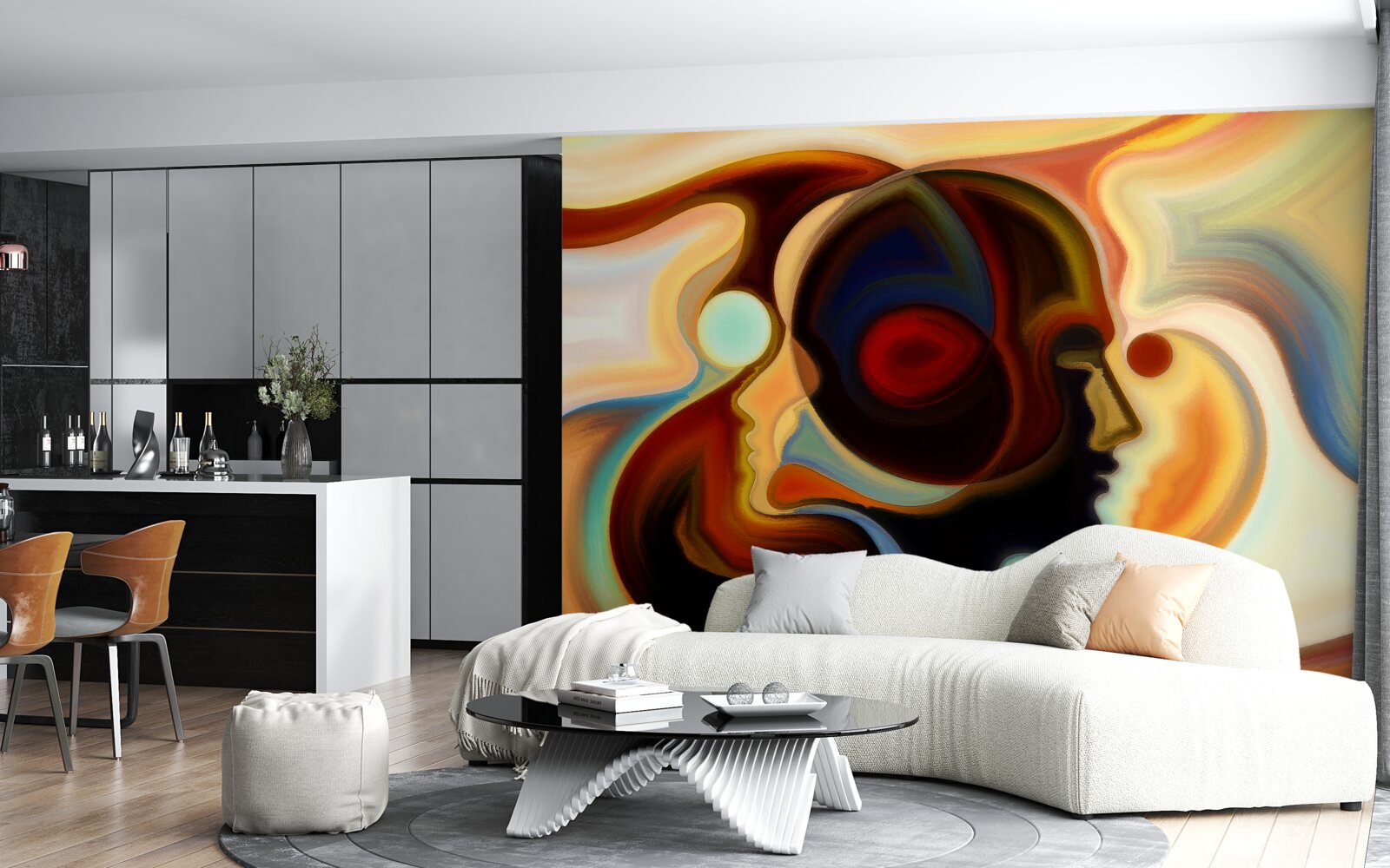 Fotobehang heldere beelden van een jonge man en een meisje