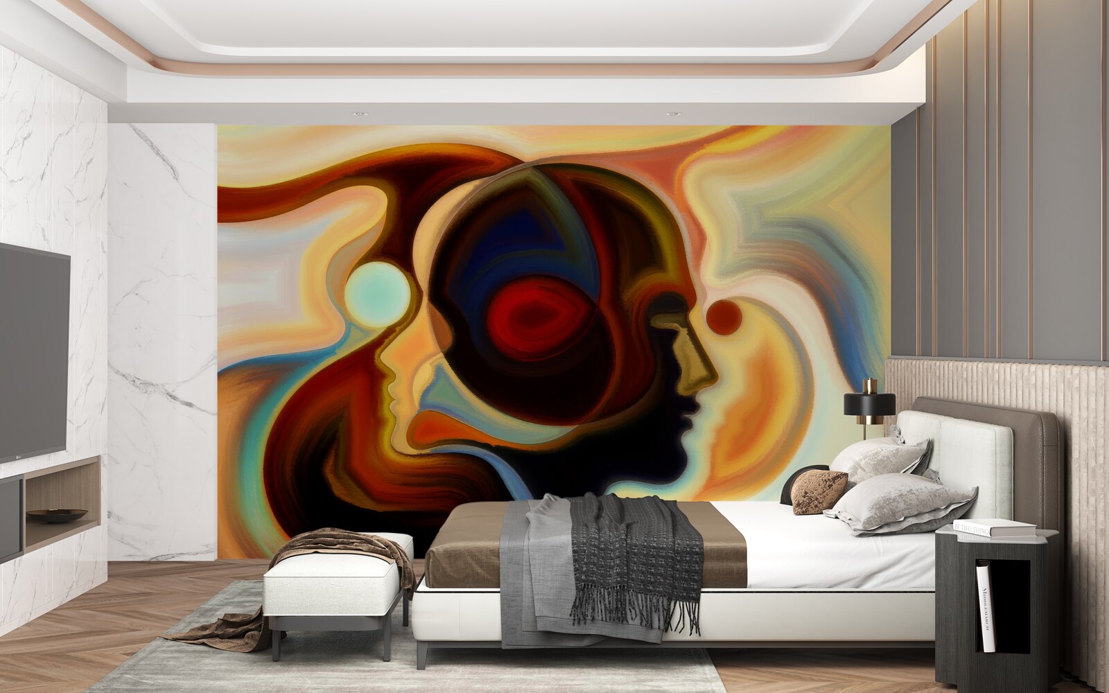 Fotobehang heldere beelden van een jonge man en een meisje