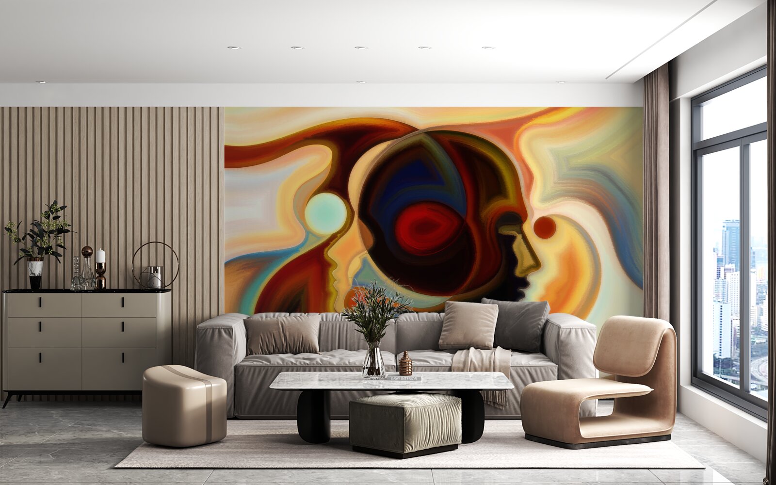 Fotobehang heldere beelden van een jonge man en een meisje