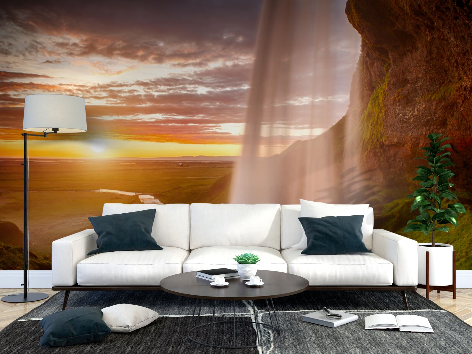 Fotobehang stromen water die van een waterval vallen