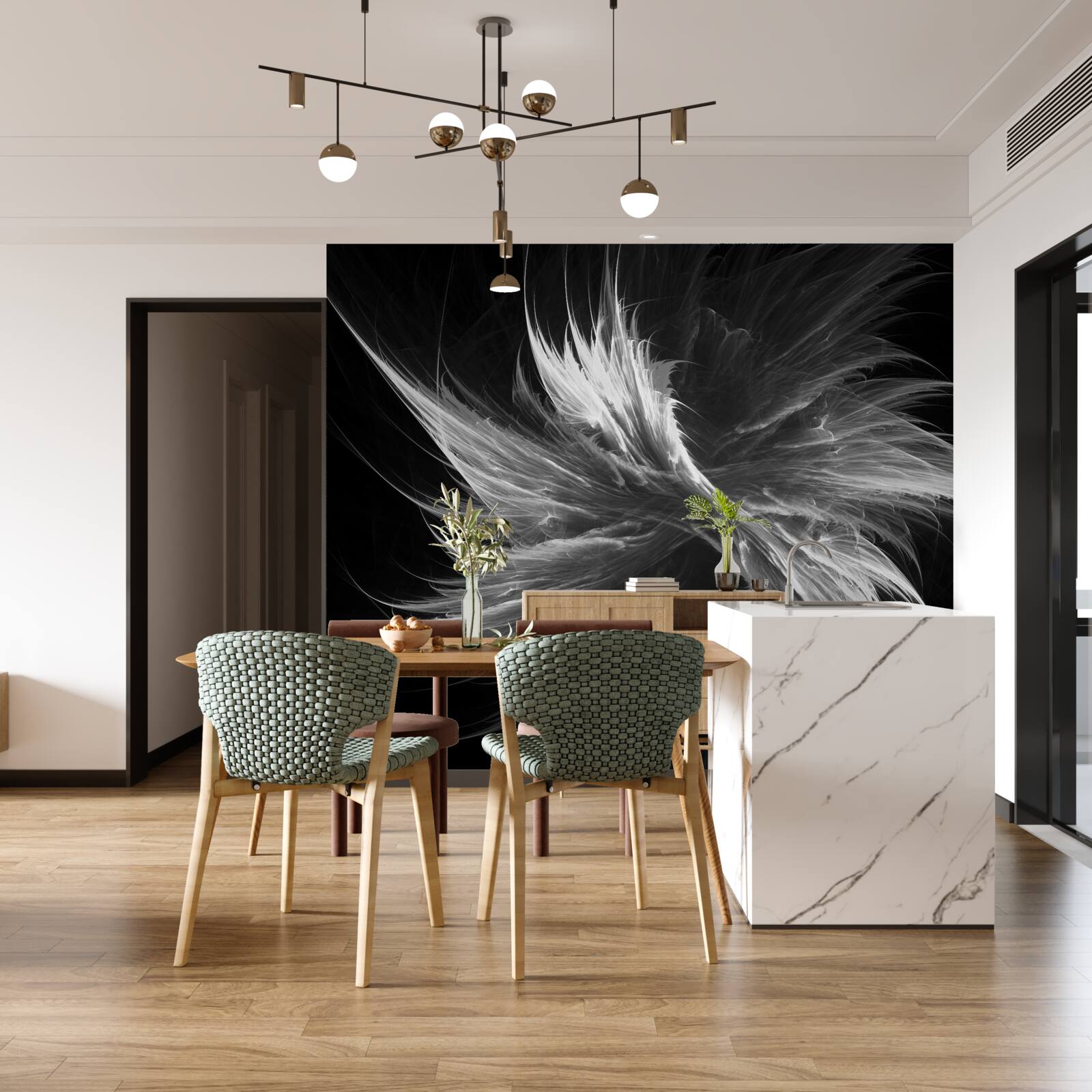 Fotobehang zwarte achtergrond met oogverblindende vlekken