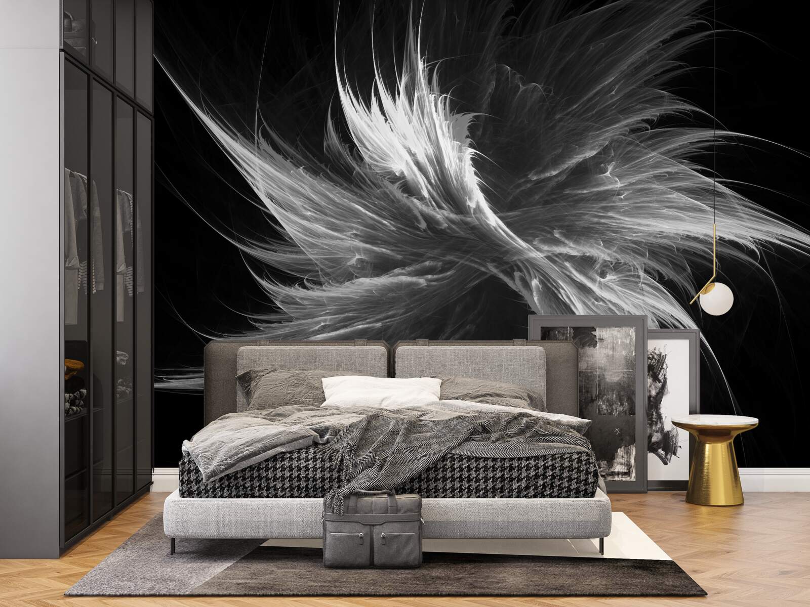 Fotobehang zwarte achtergrond met oogverblindende vlekken