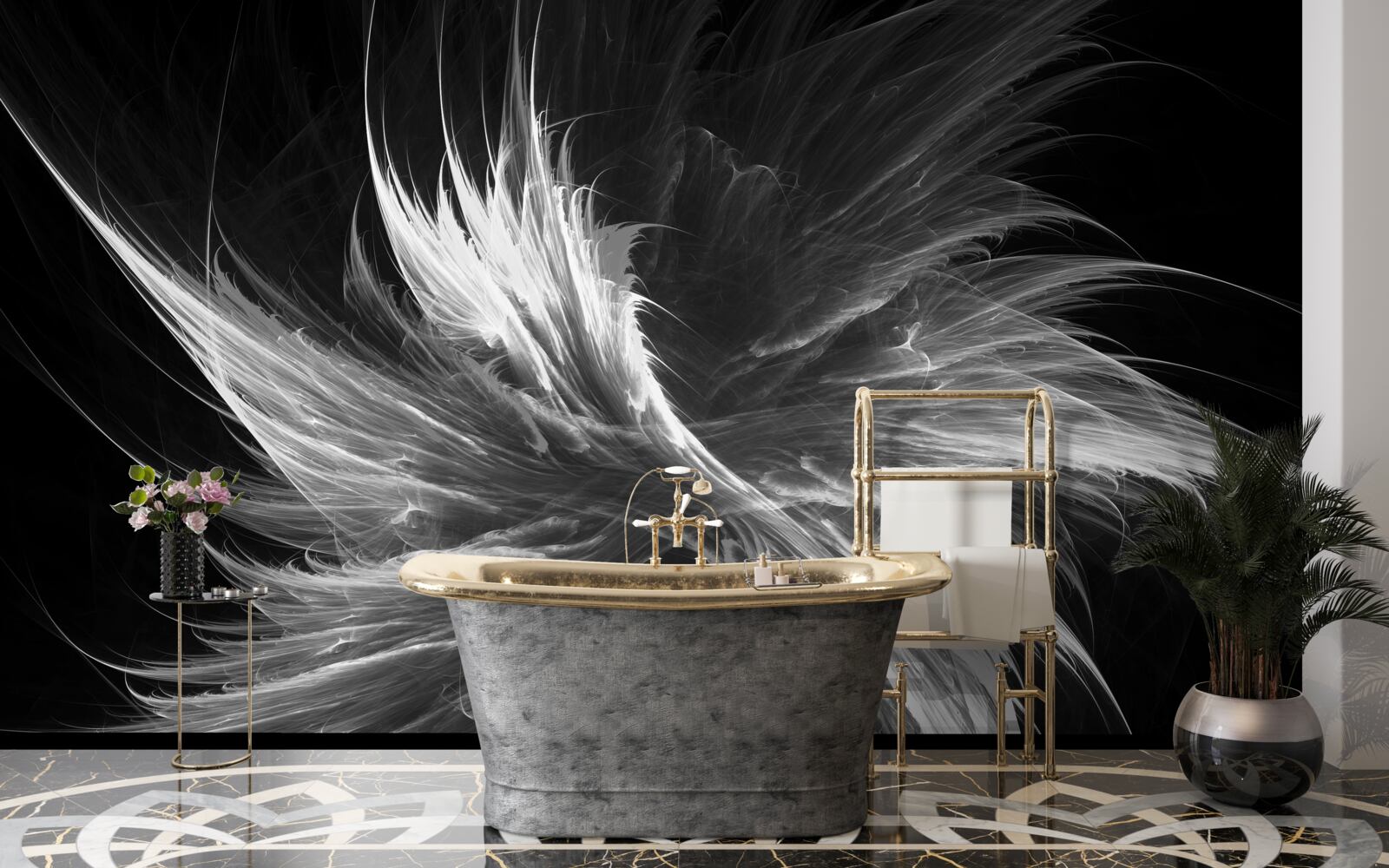 Fotobehang zwarte achtergrond met oogverblindende vlekken