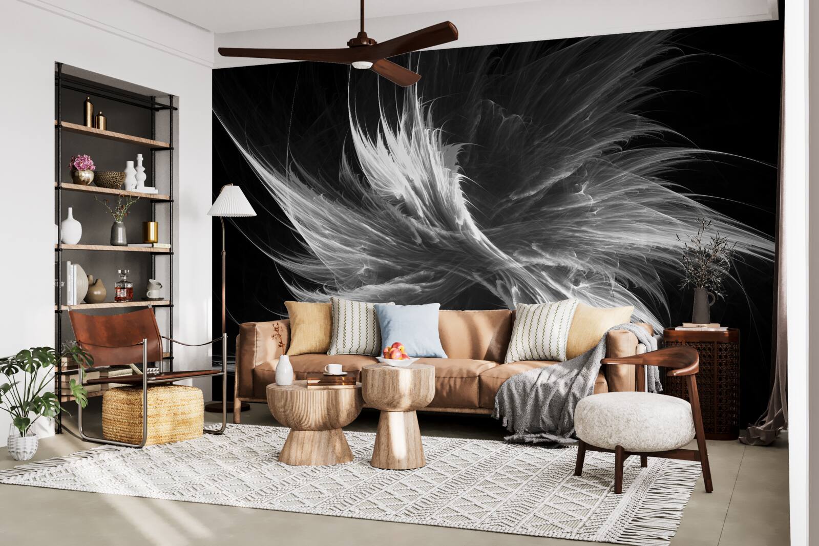 Fotobehang zwarte achtergrond met oogverblindende vlekken