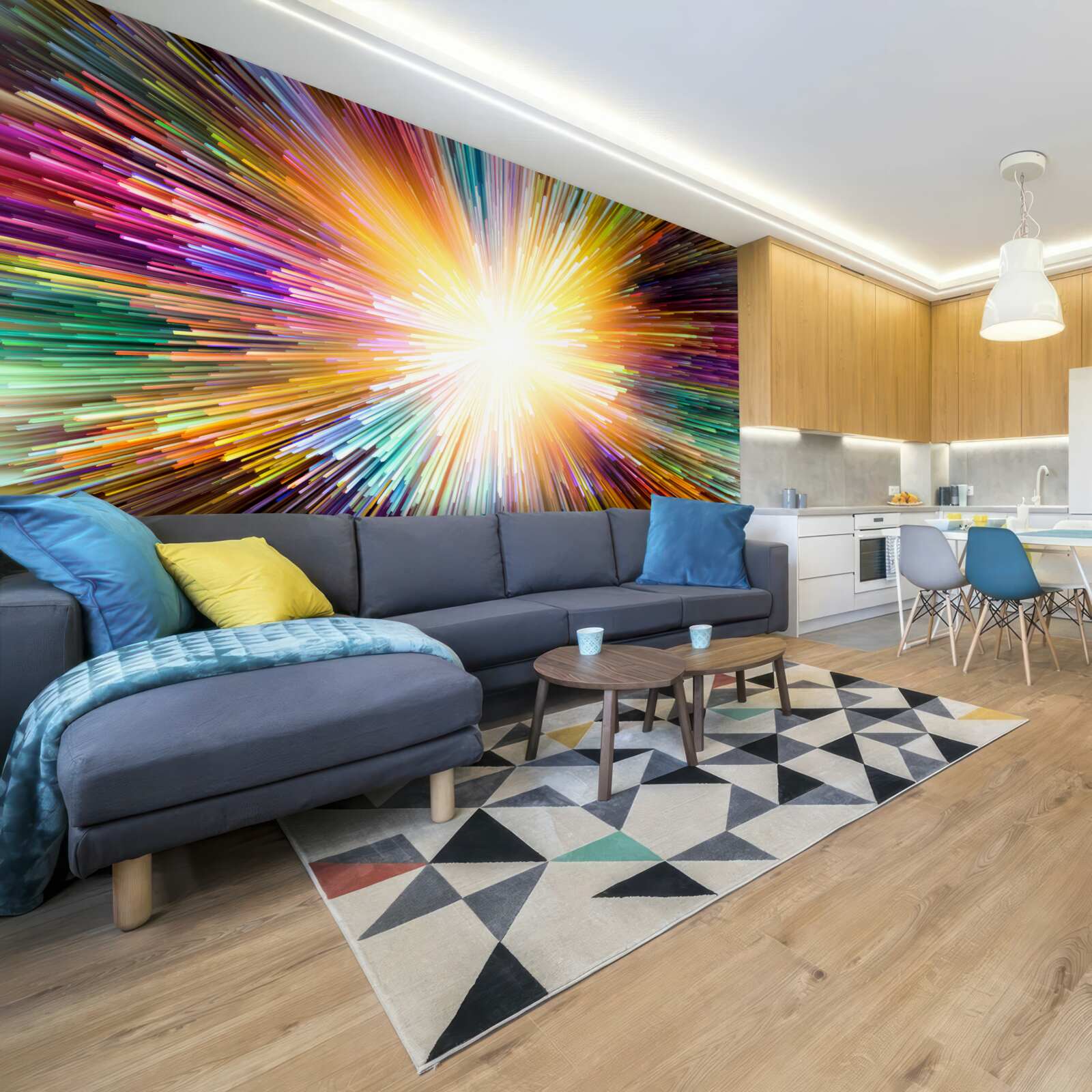 Fotobehang heldere flitsen in verschillende kleuren