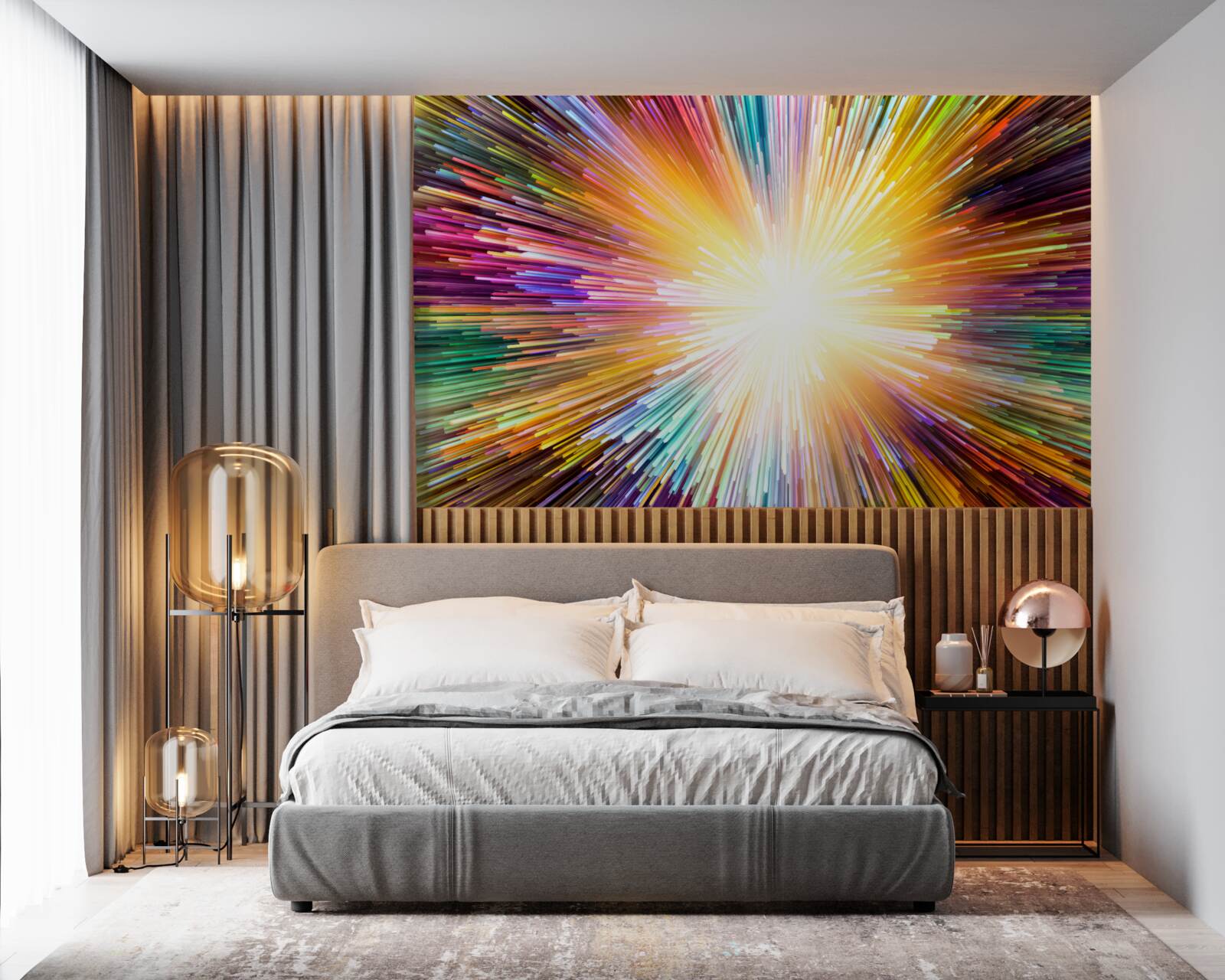 Fotobehang heldere flitsen in verschillende kleuren