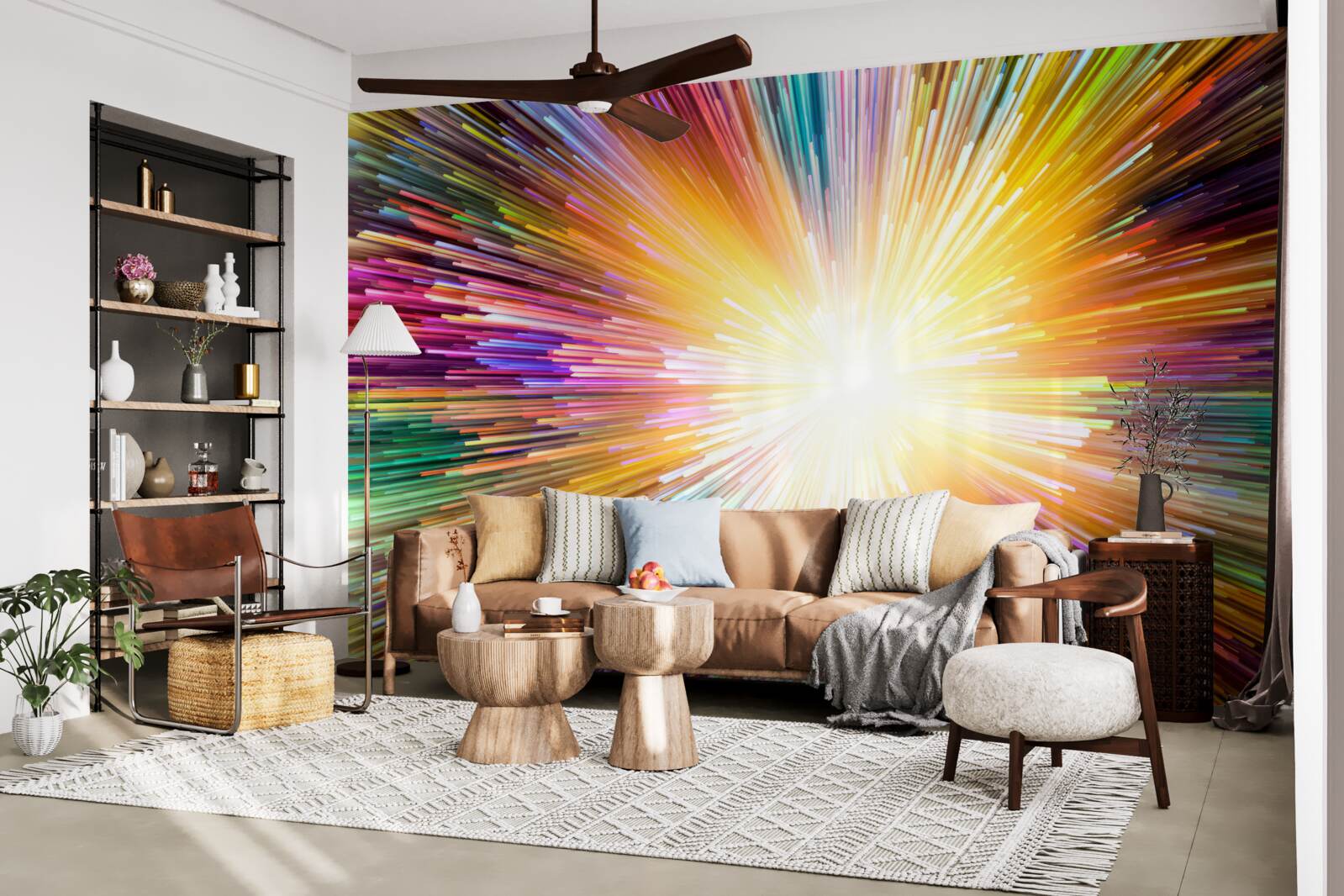 Fotobehang heldere flitsen in verschillende kleuren