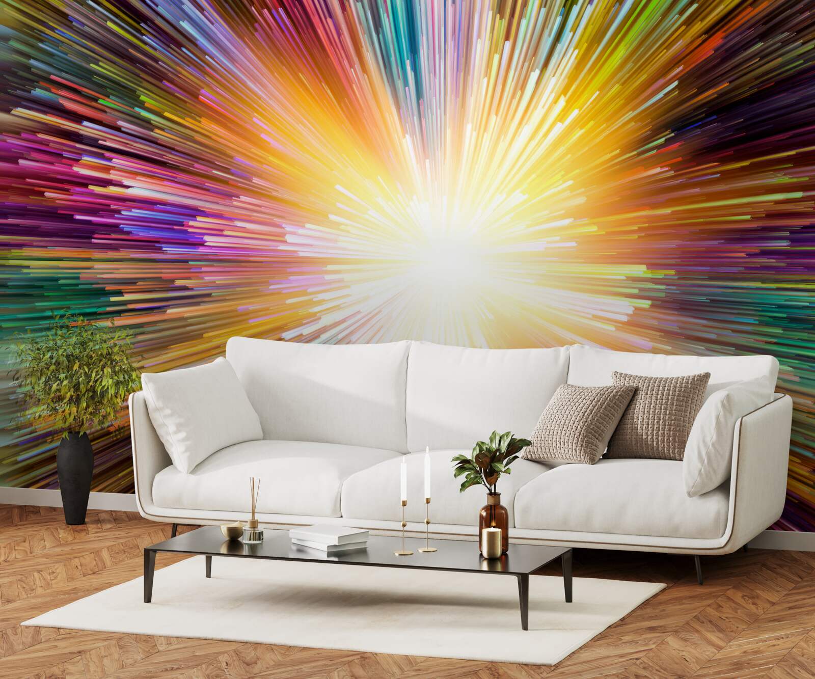 Fotobehang heldere flitsen in verschillende kleuren