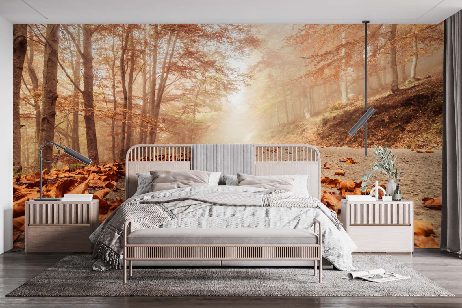 Fotobehang de bladeren liggen als een gouden tapijt