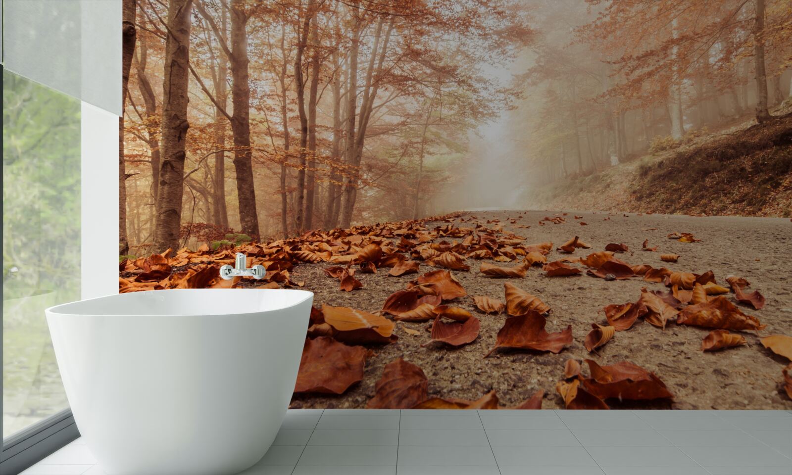 Fotobehang de bladeren liggen als een gouden tapijt