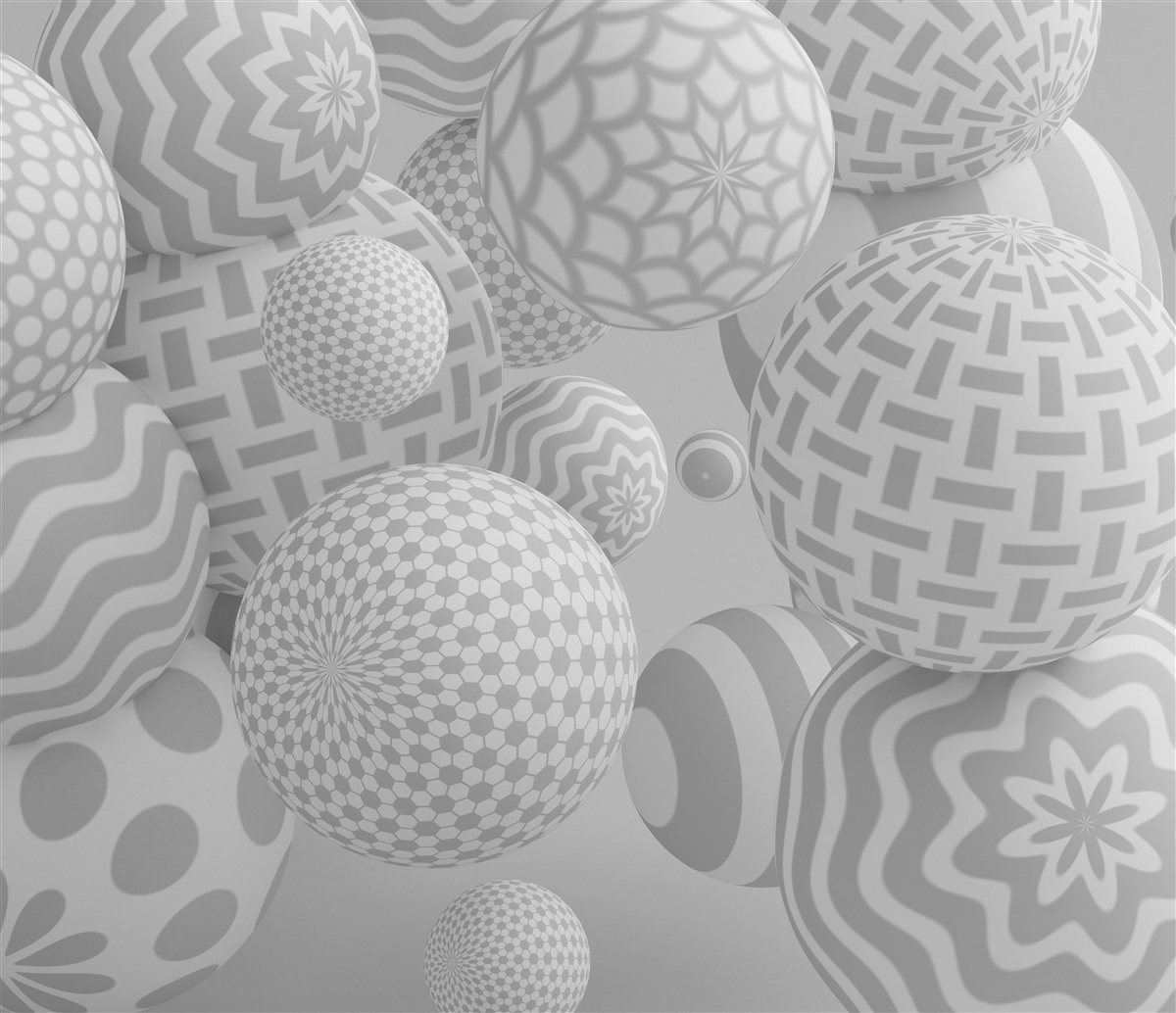 Fotobehang grijze volumetrische ballen
