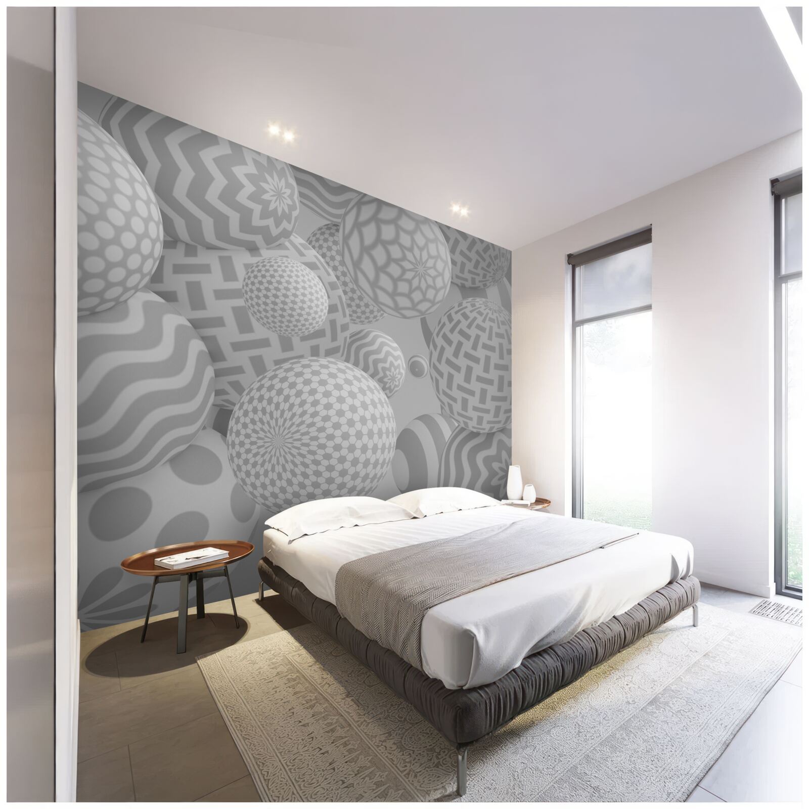 Fotobehang grijze volumetrische ballen