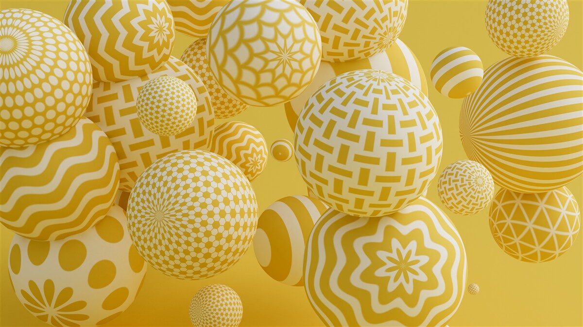 Fotobehang gele ballen met strepen