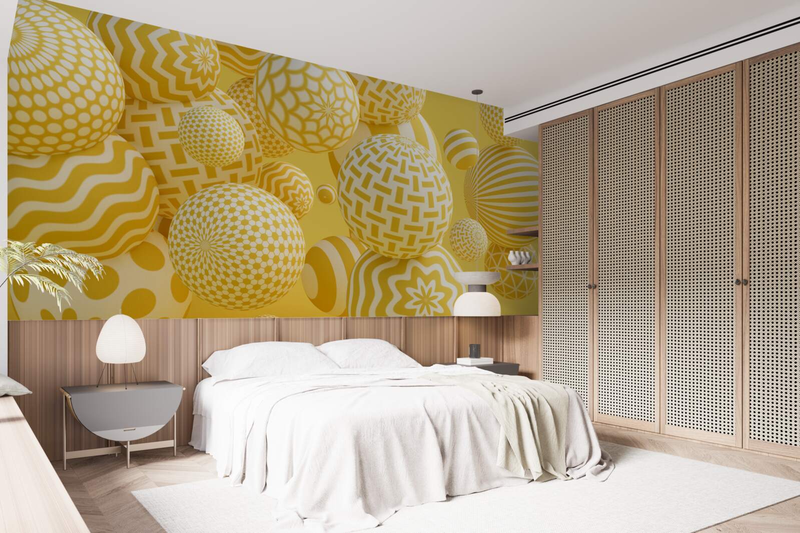 Fotobehang gele ballen met strepen