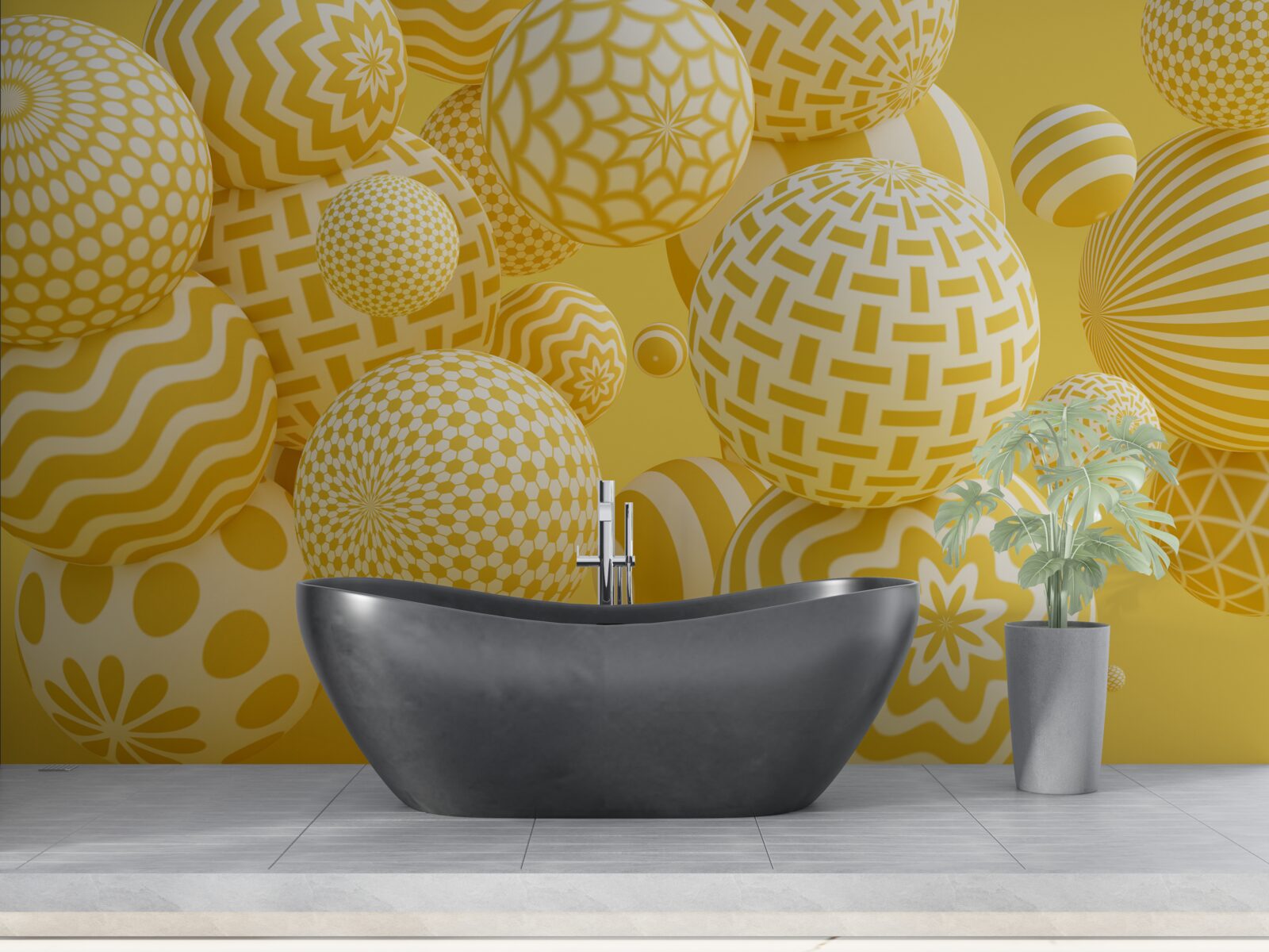 Fotobehang gele ballen met strepen