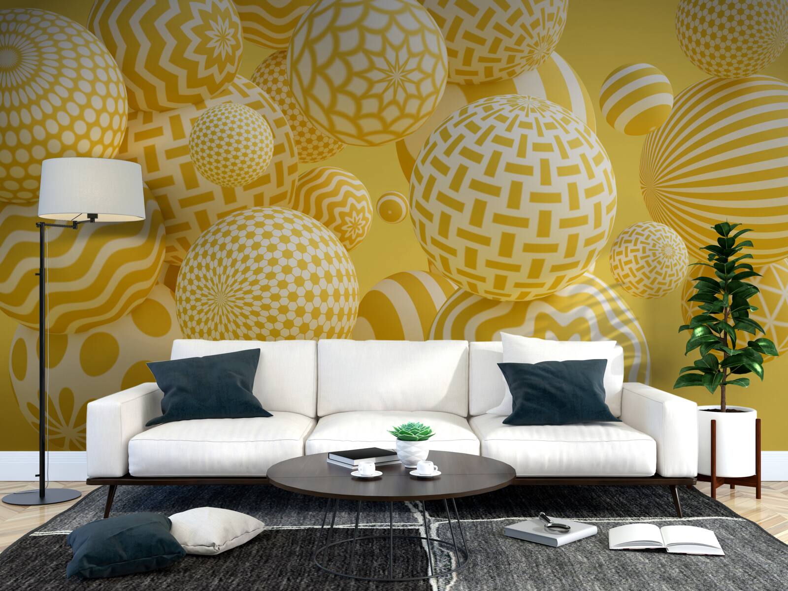 Fotobehang gele ballen met strepen