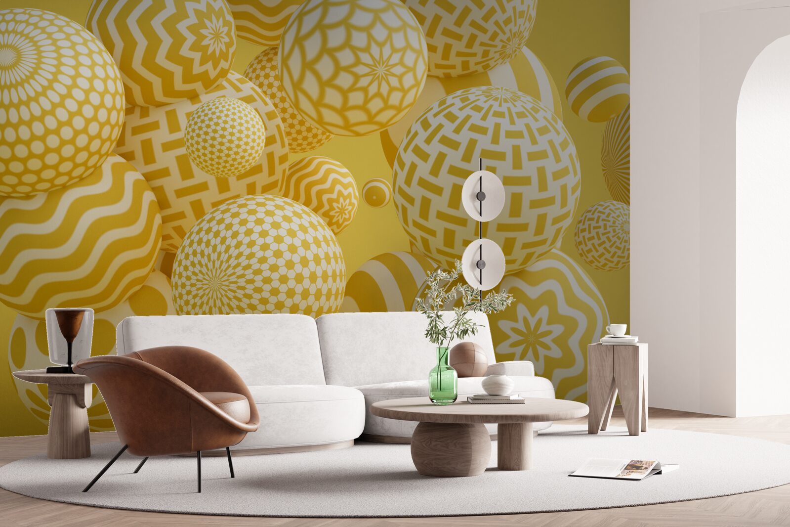 Fotobehang gele ballen met strepen