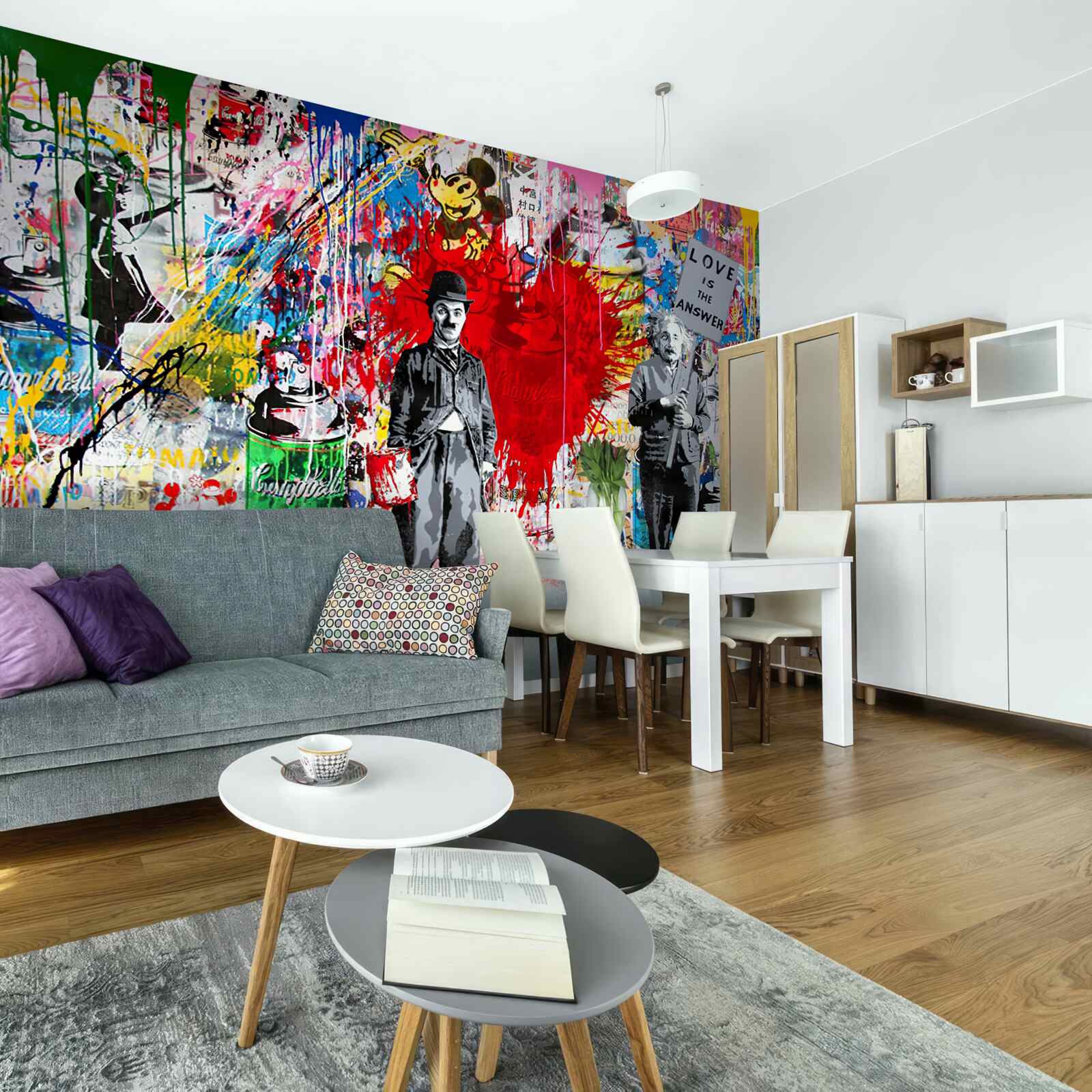 Fotobehang charlie chaplin en einstein