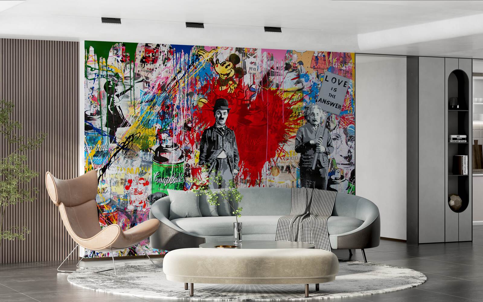 Fotobehang charlie chaplin en einstein