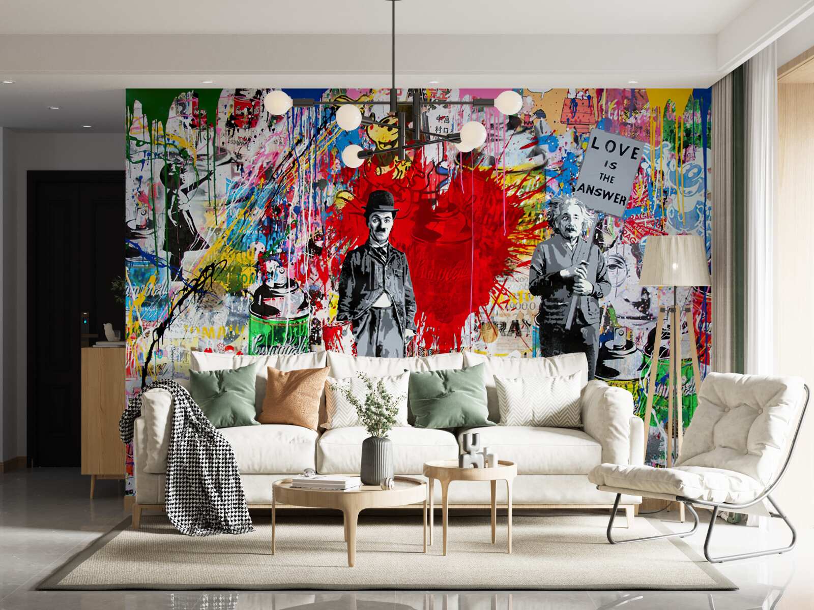 Fotobehang charlie chaplin en einstein