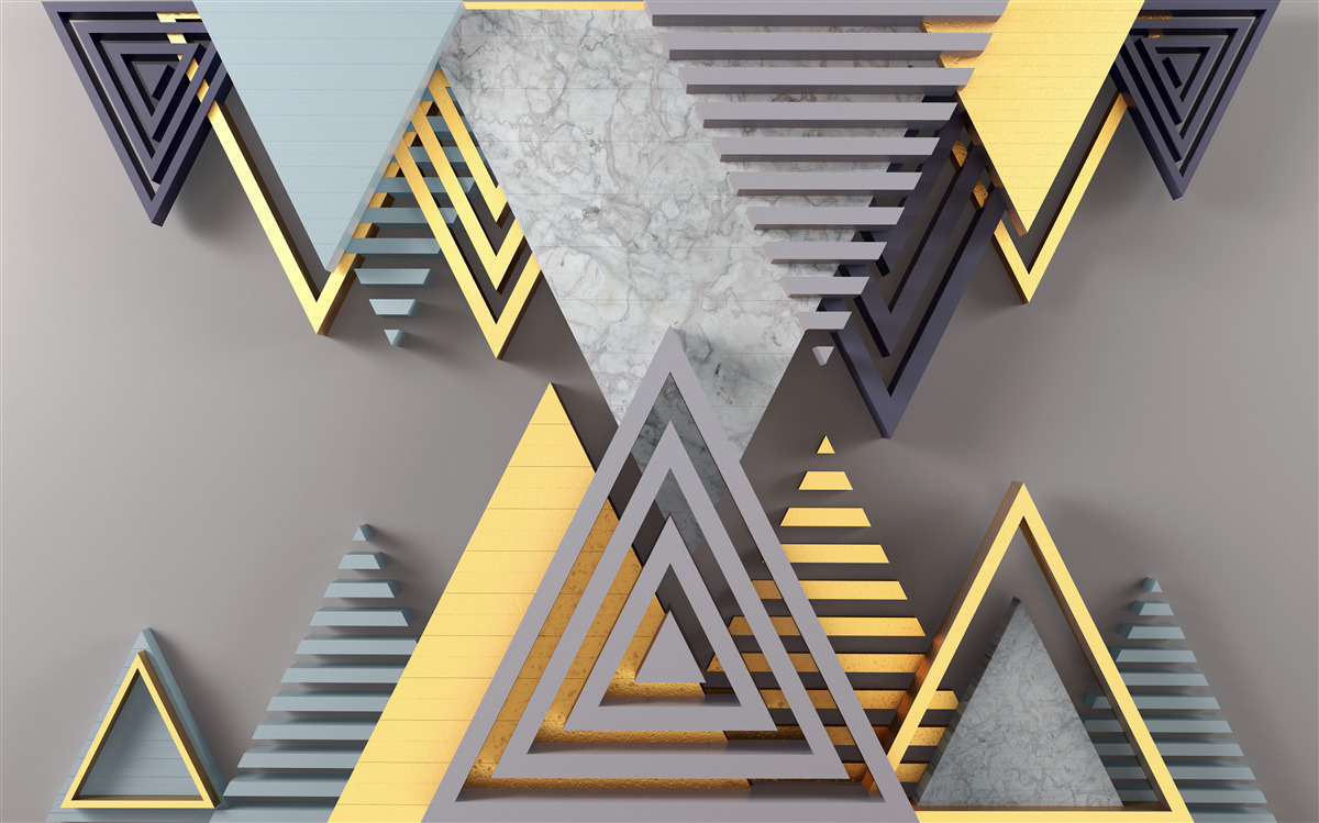 Fotobehang verschillende driehoeken in vorm en kleur