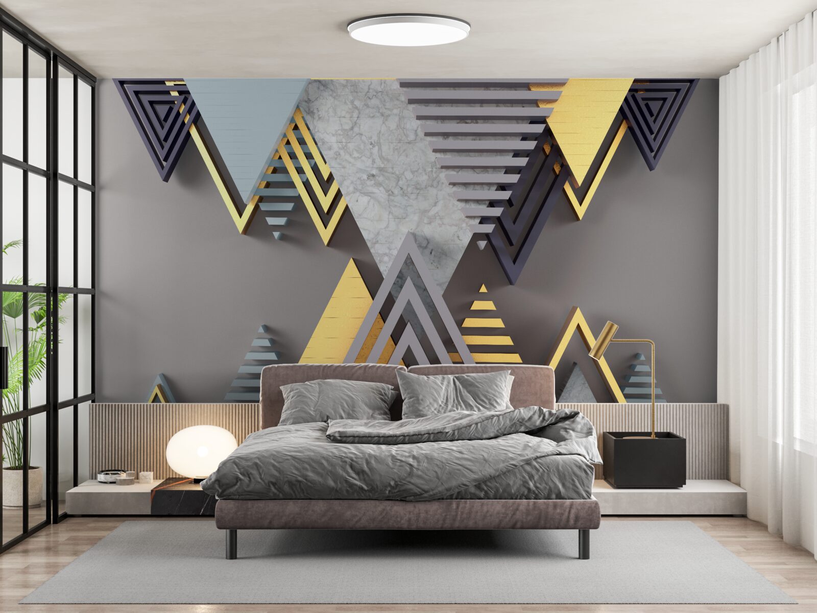 Fotobehang verschillende driehoeken in vorm en kleur