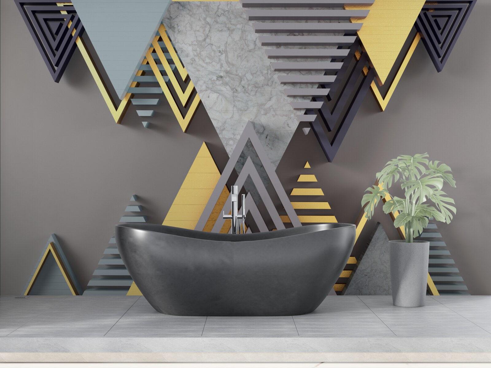 Fotobehang verschillende driehoeken in vorm en kleur