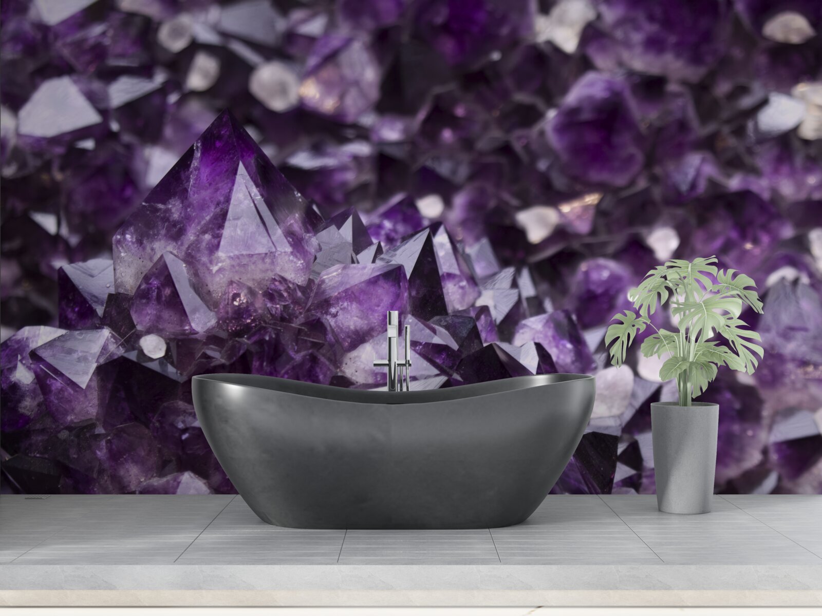 Fotobehang paarse kristallen