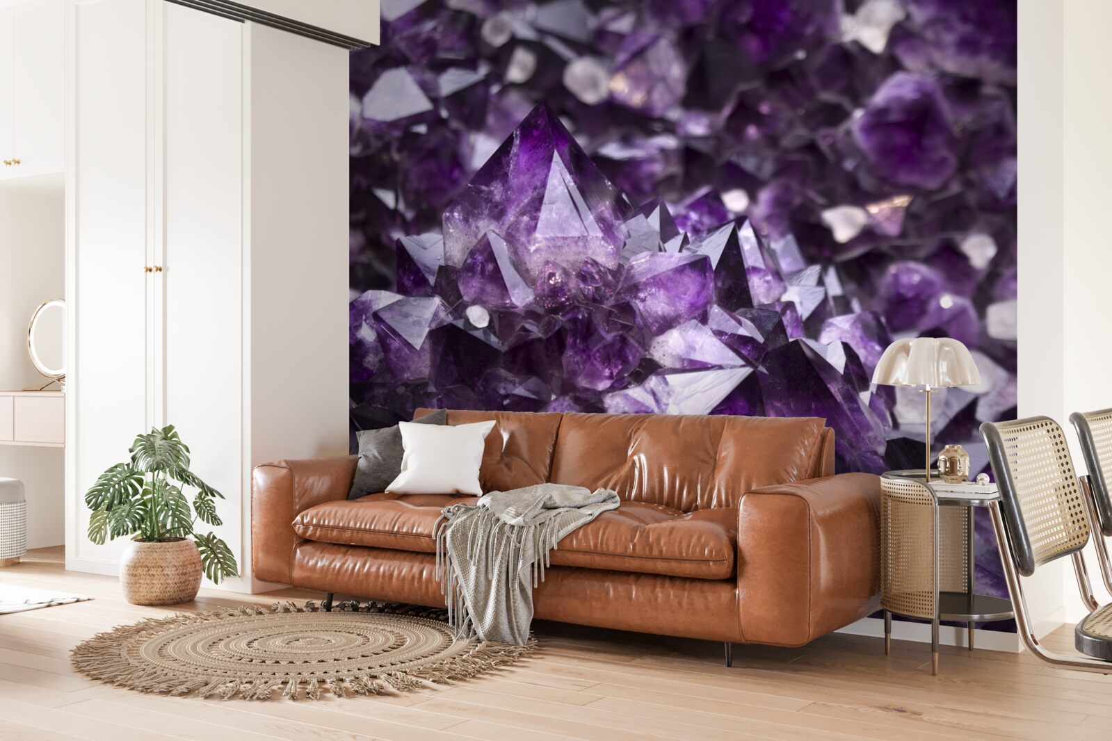 Fotobehang paarse kristallen