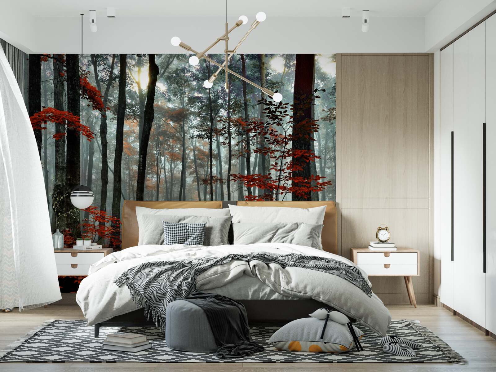 Fotobehang bos zonder bladeren in de herfst